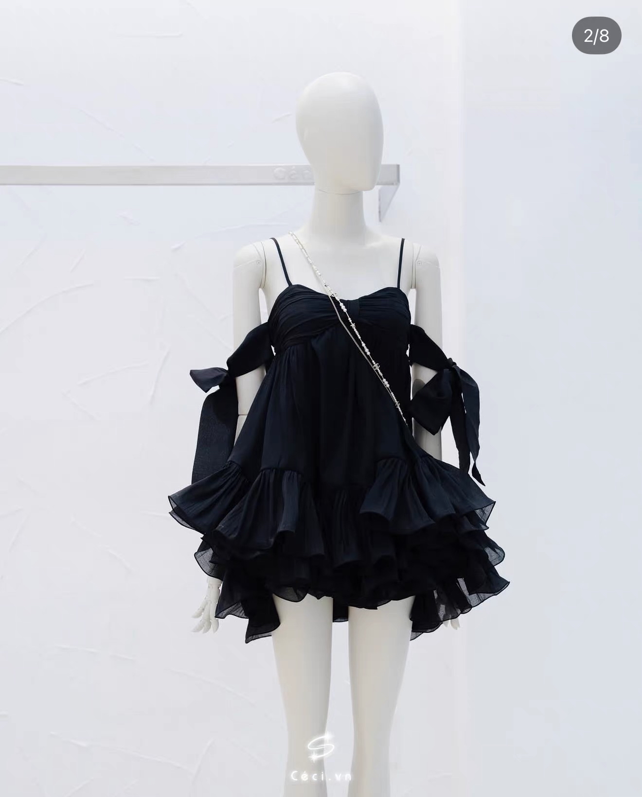 新款甜美风蝴蝶结吊带连衣裙