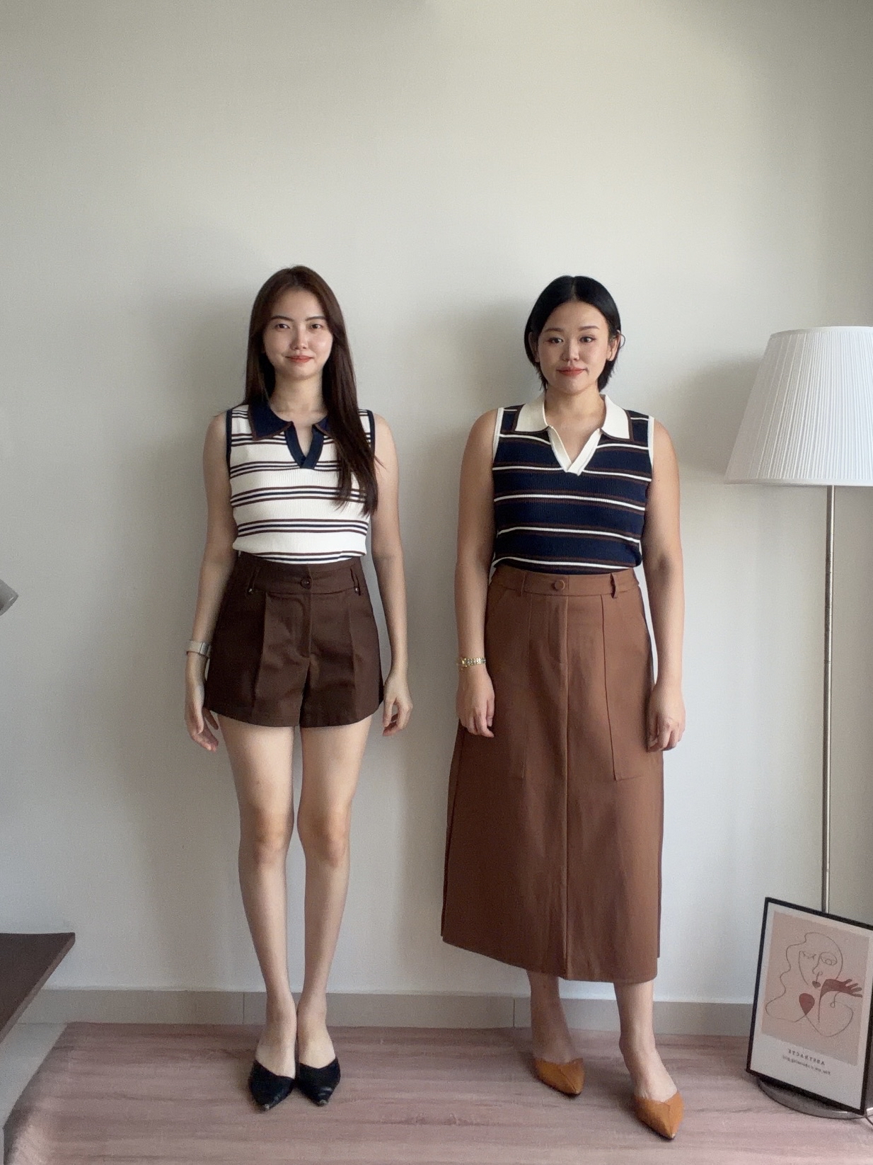 T4474 Sleeveless Striped Knit Polo Top - 5 Colors 