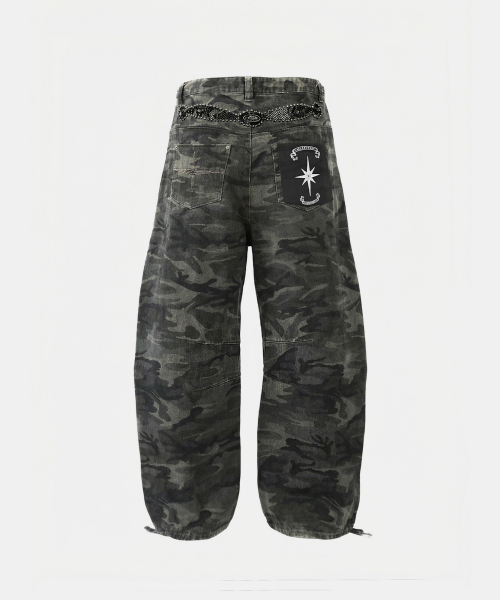 Viper Gemstone Curved Pants - Green Camo - 바이퍼 젬스톤 커브드 팬츠 - 그린카모