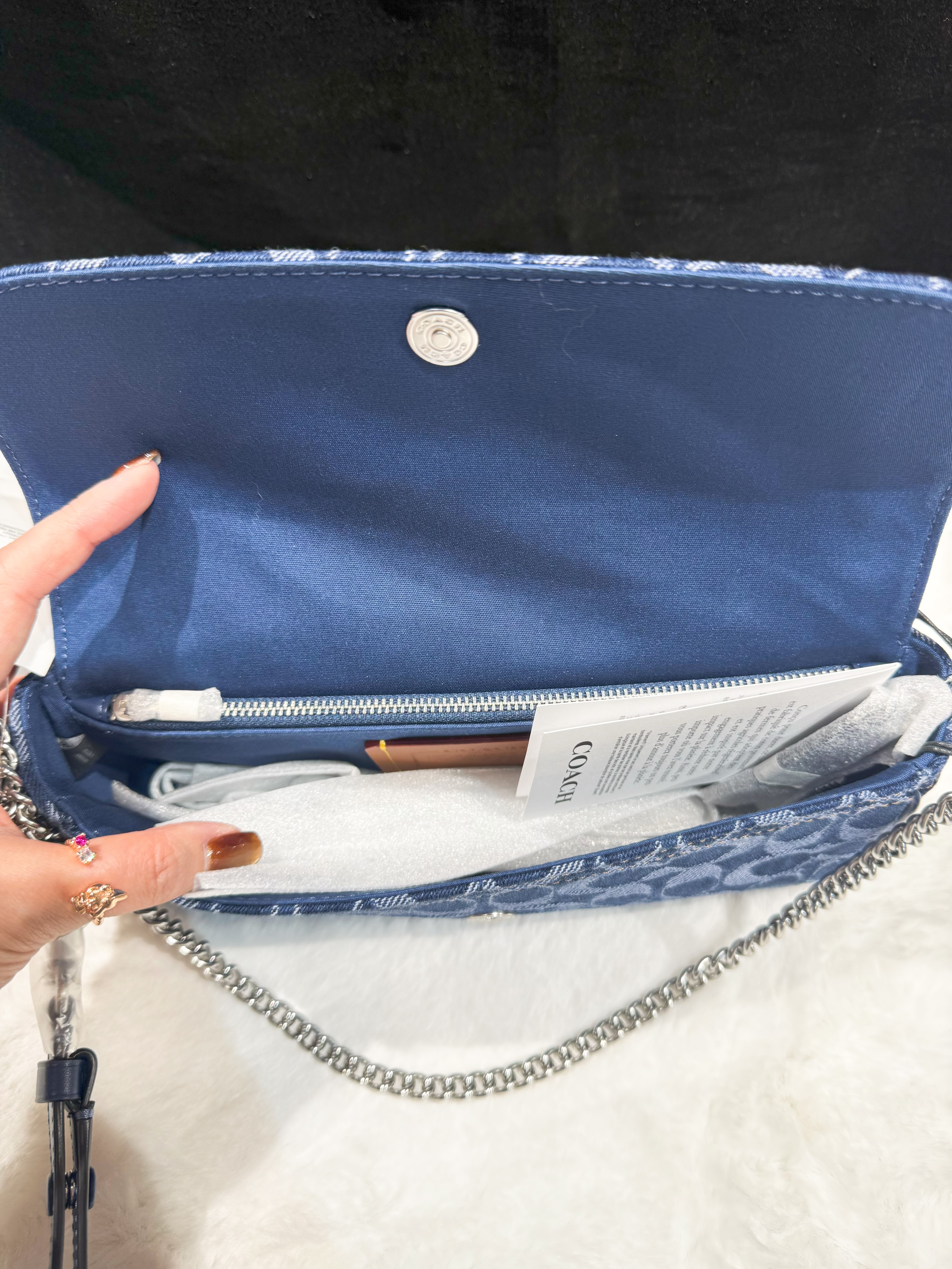 Coach Brook flap chain bag denim/m