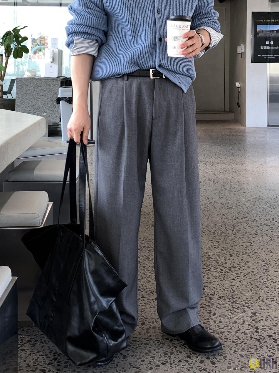 【100%保證韓國直送】韓國品牌原創系列 舒適側腰鬆緊單褶挺闊寬鬆西褲 👖 [2 color] RL114855