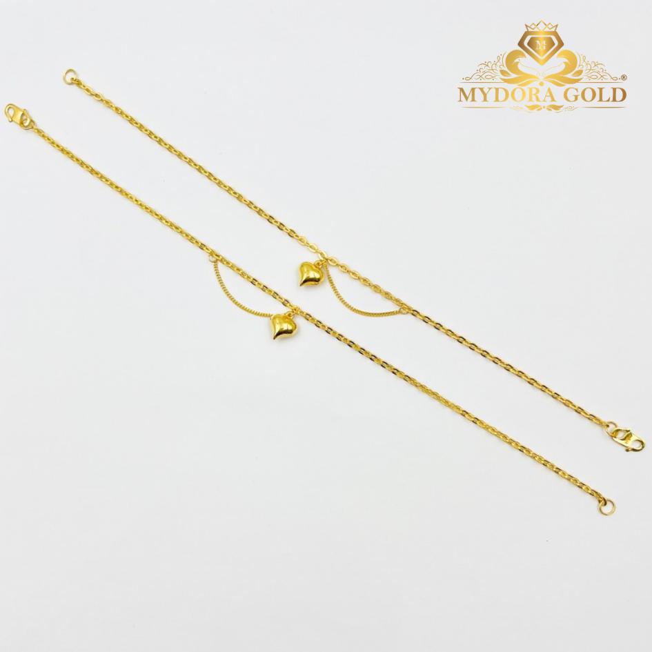 MYDORA Rantai Tangan Sauh Licin Fesyen Gantung Mini Love Licin l EMAS 916/22K