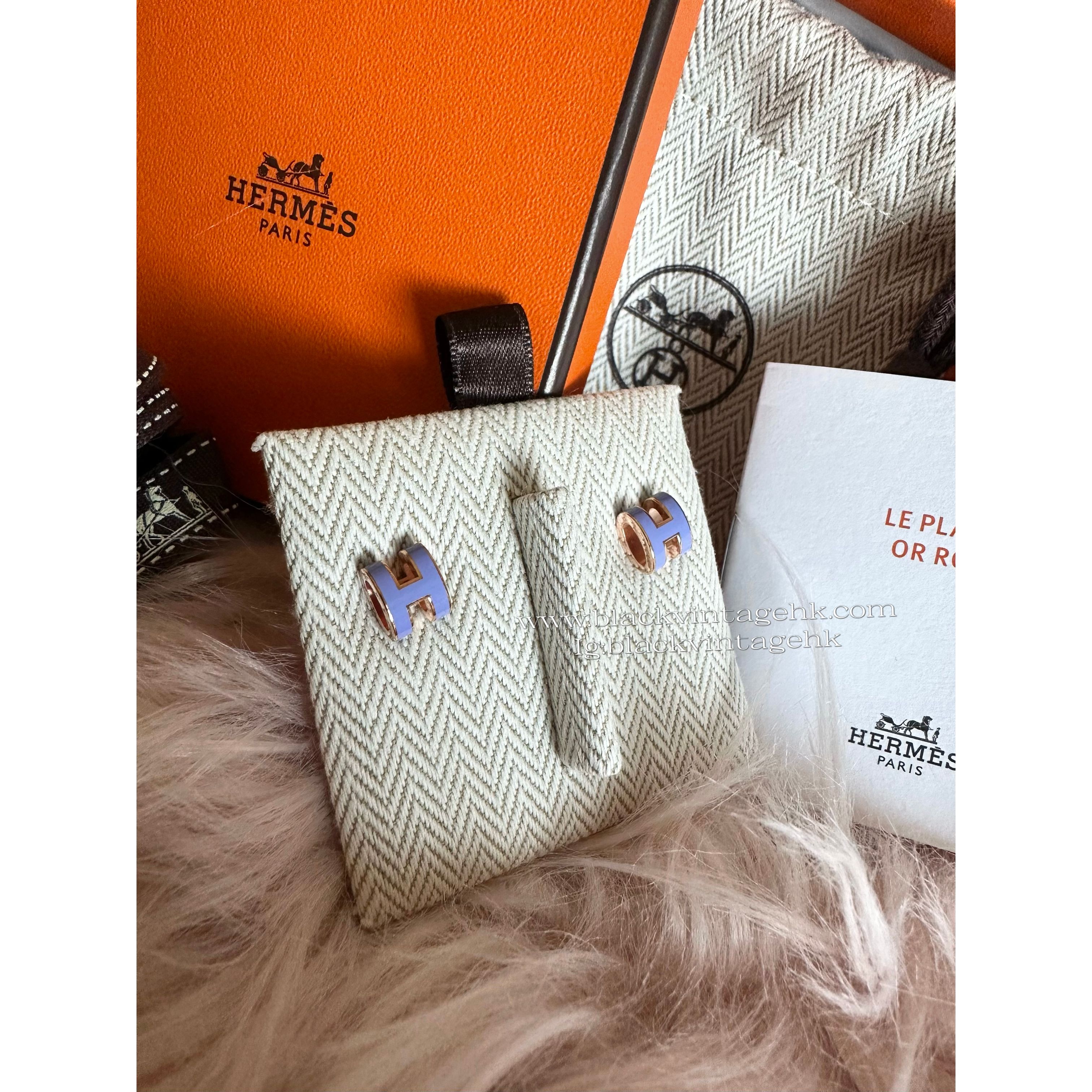 全新100%new 未使用品hermes mini pop h rose gold/lilas earrings