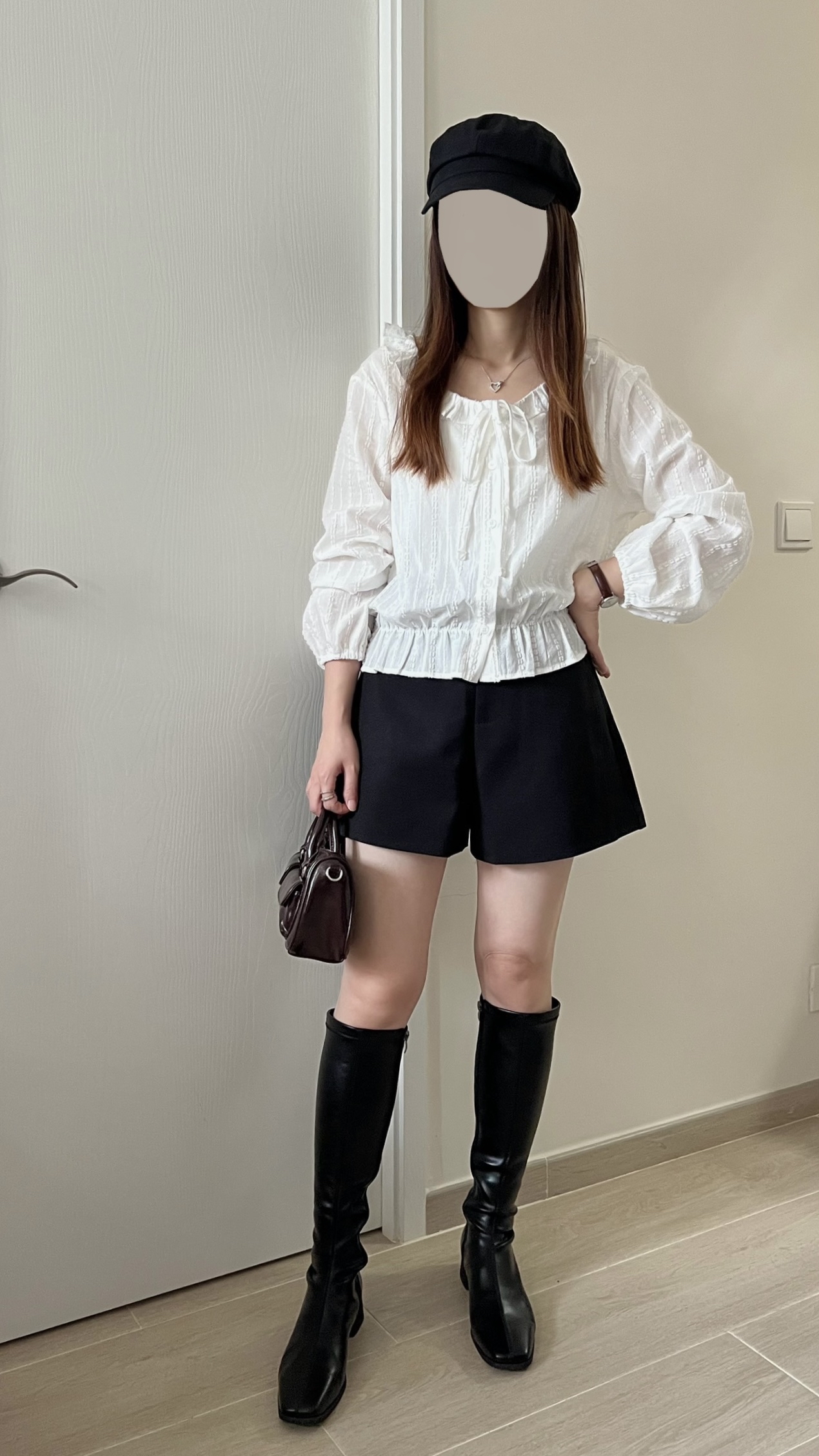 法式甜美虛線紋綁帶blouse 現貨