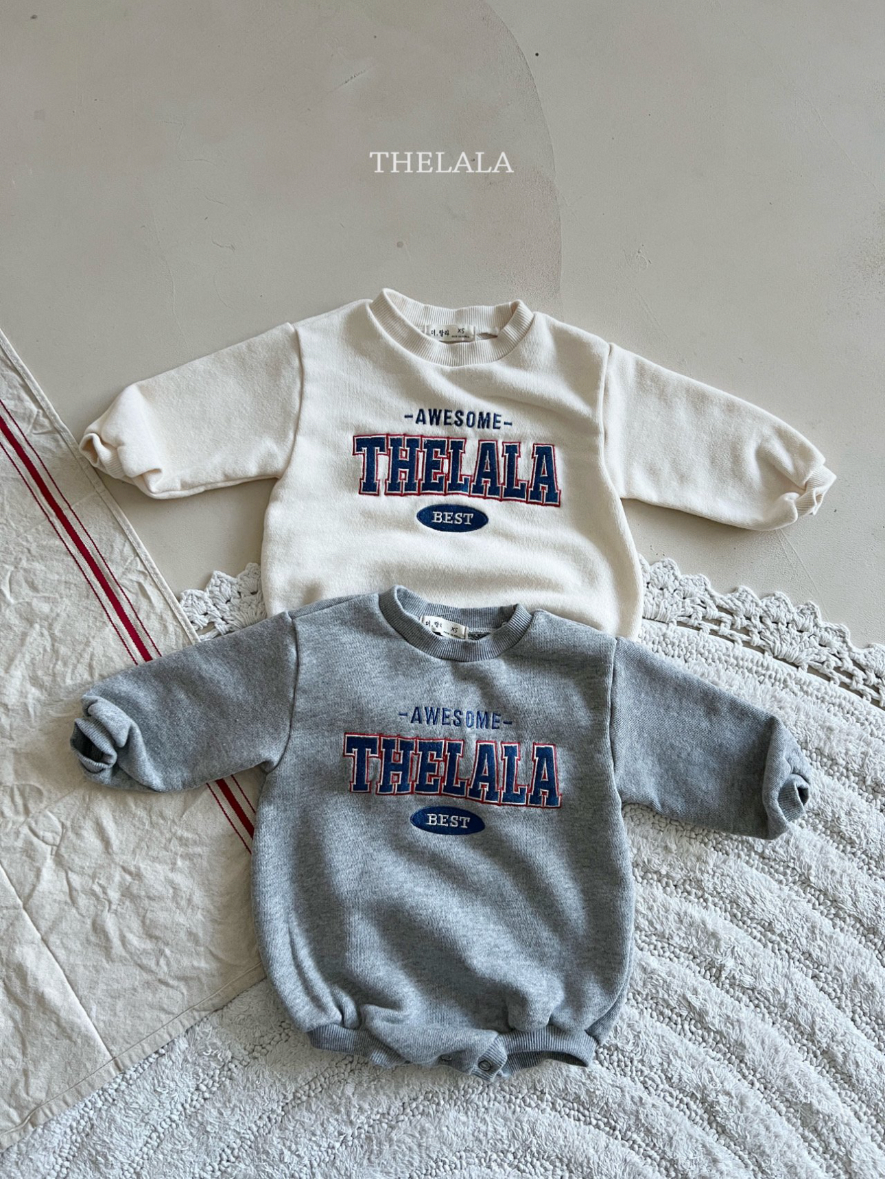 🌸預訂 韓國直送🌸🇰🇷THELALA兩色親子款標誌刺繡貼花長袖包屁衣