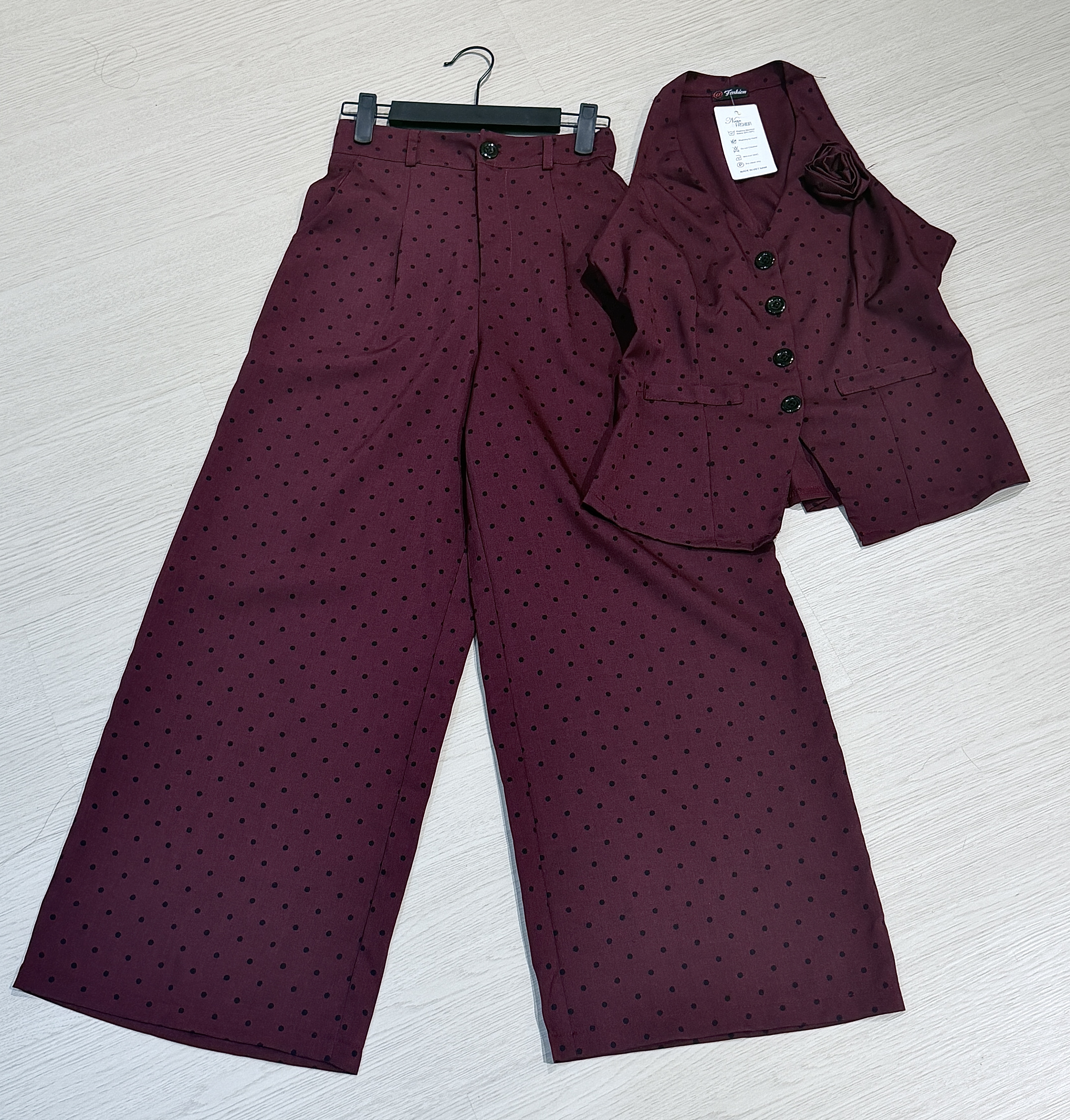 波點两件套褲裝