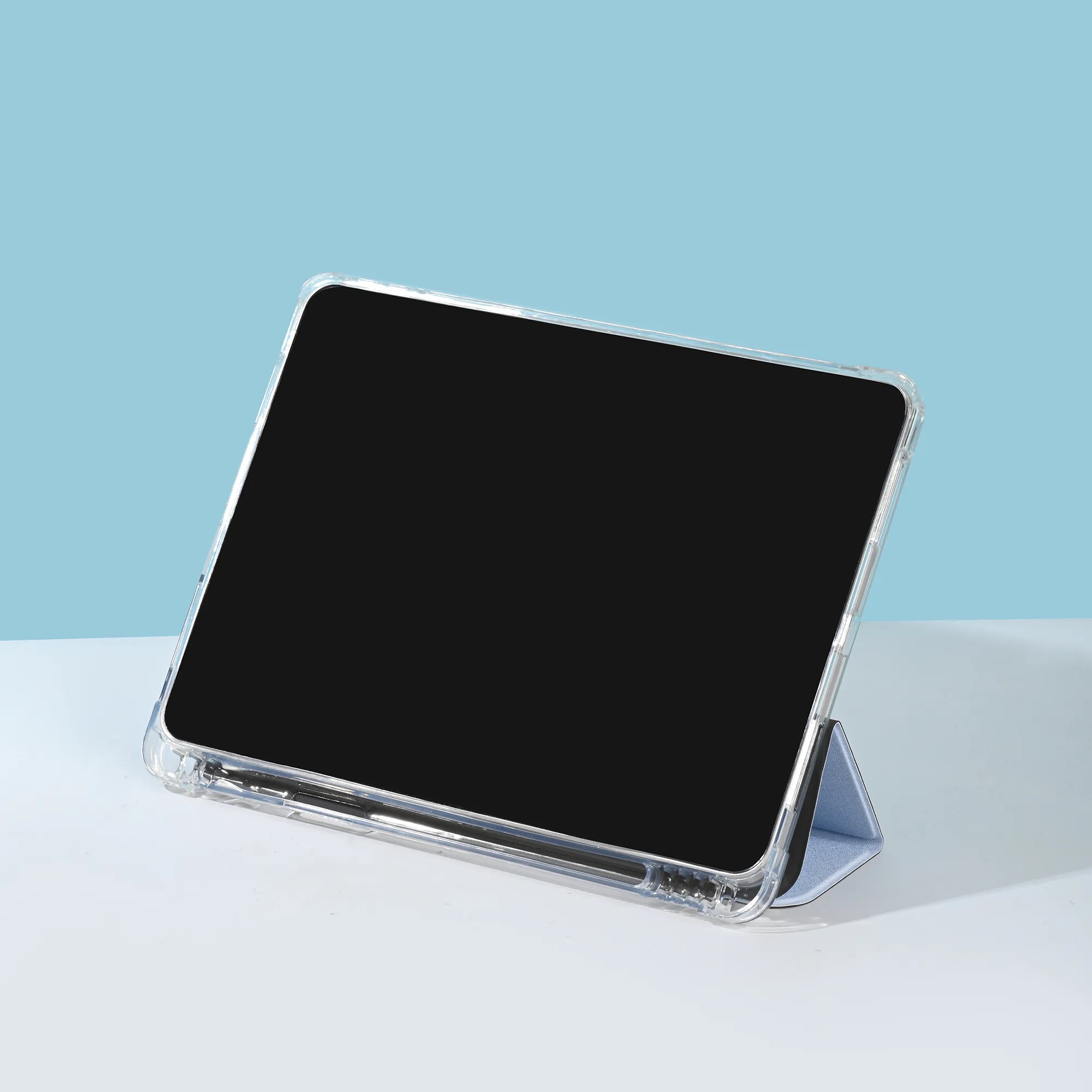 【The Silky Blue Ribbon】透明磨砂書本式 iPad Case