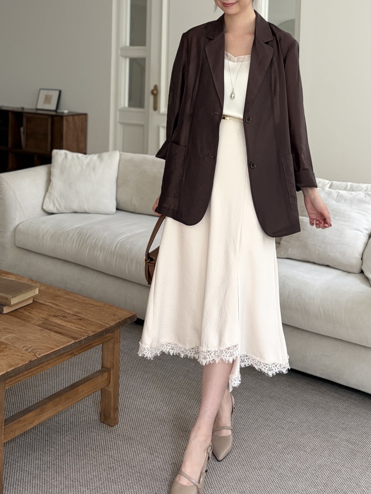 The Fine Silky Blazer (Brown)