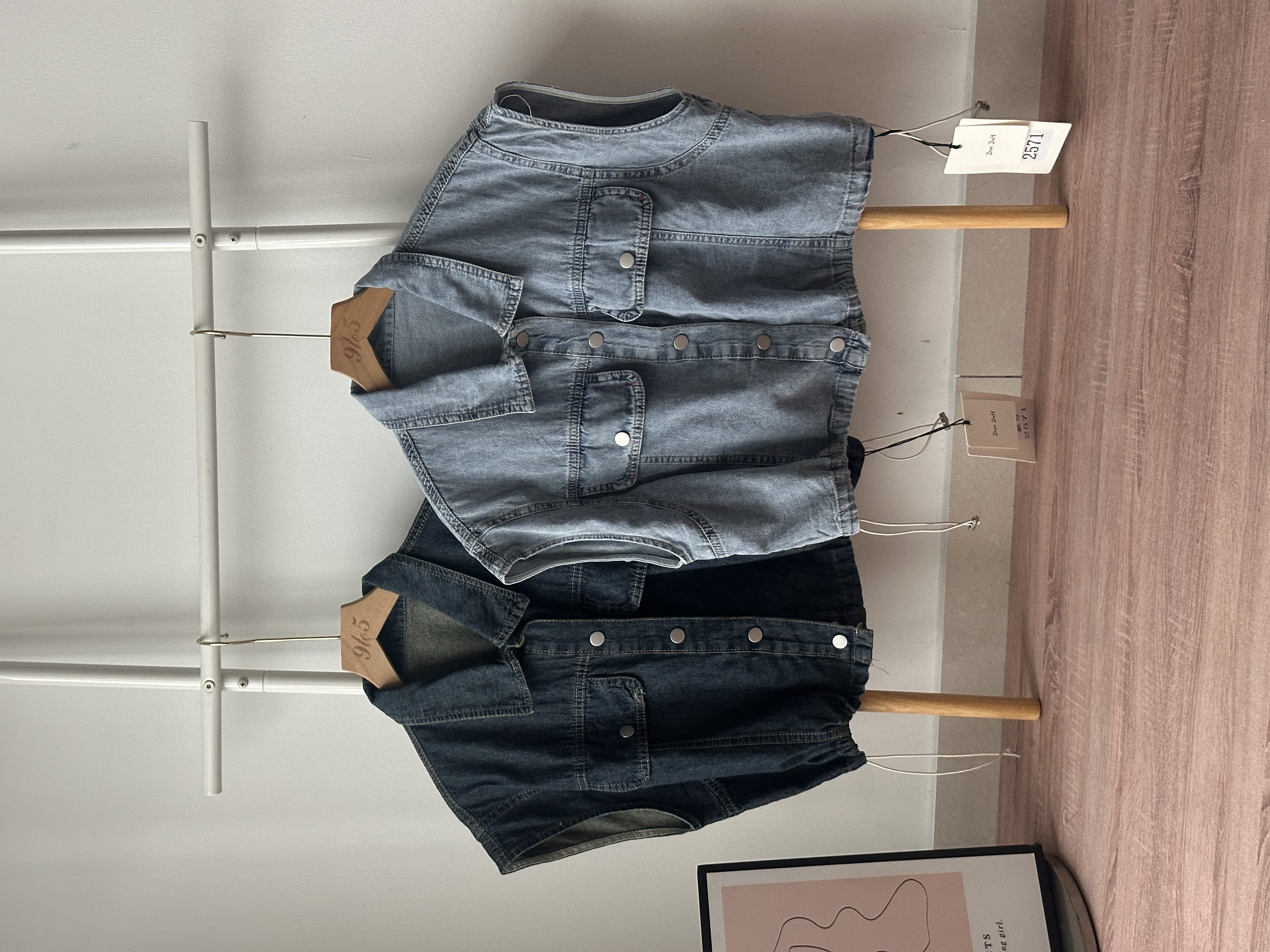 T4298 Cape Sleeve Denim Top / Jacket - Dark Blue & Light Blue