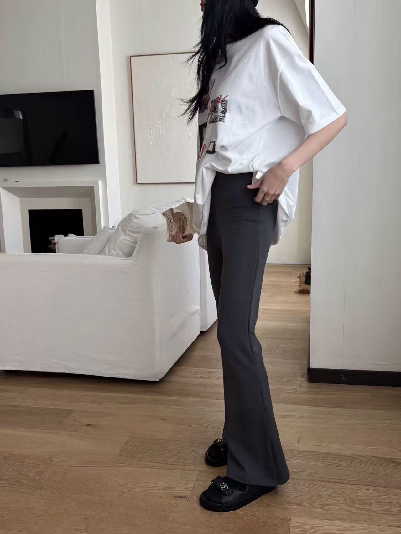 懶人皇牌開衩闊褲