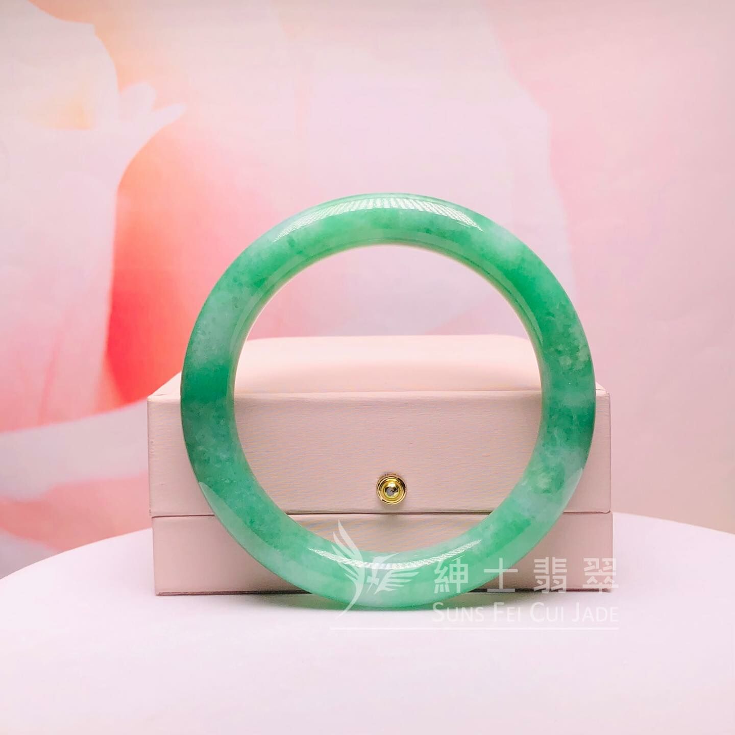 滿綠甜色圓鐲58.6mm