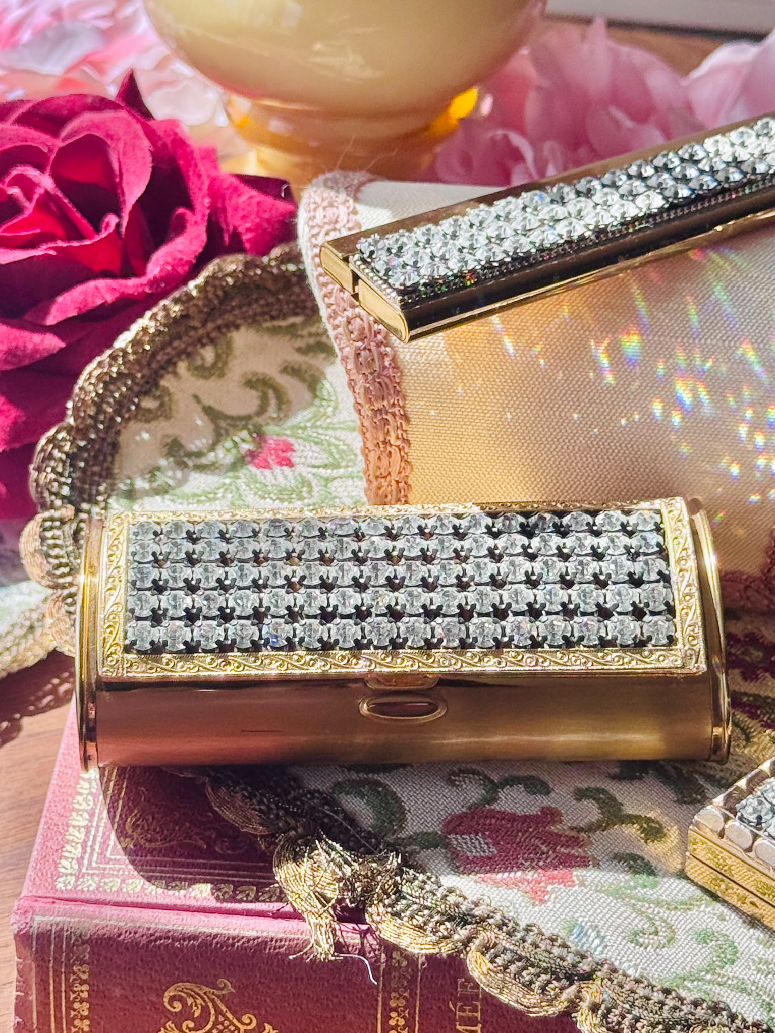 C.a. 1950s Sparkling Rhinestone-Studded Vanity Set of 4 or 5(MT2667)