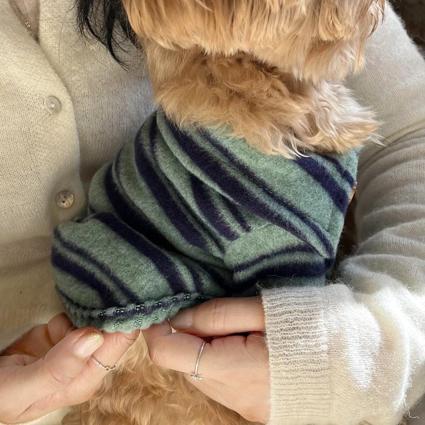 韓國 毛毛間條 衫衫 💚🩵