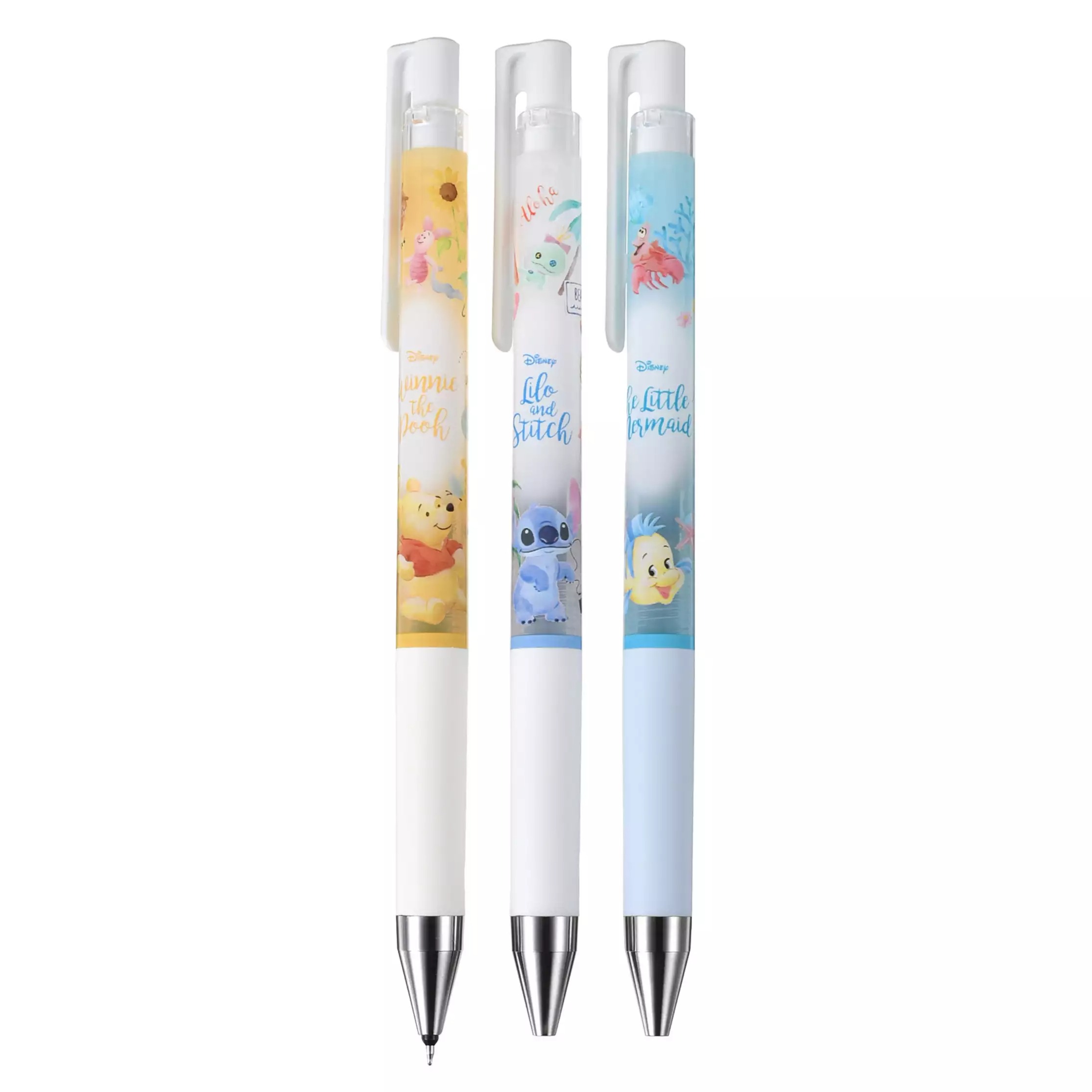 現貨｜【日本 Disney Store 限定】 一套三枝 Winnie the Pooh Stitch Flounder 日本製 Pilot Juice Up 0.4mm 黑色 啫喱筆 317802