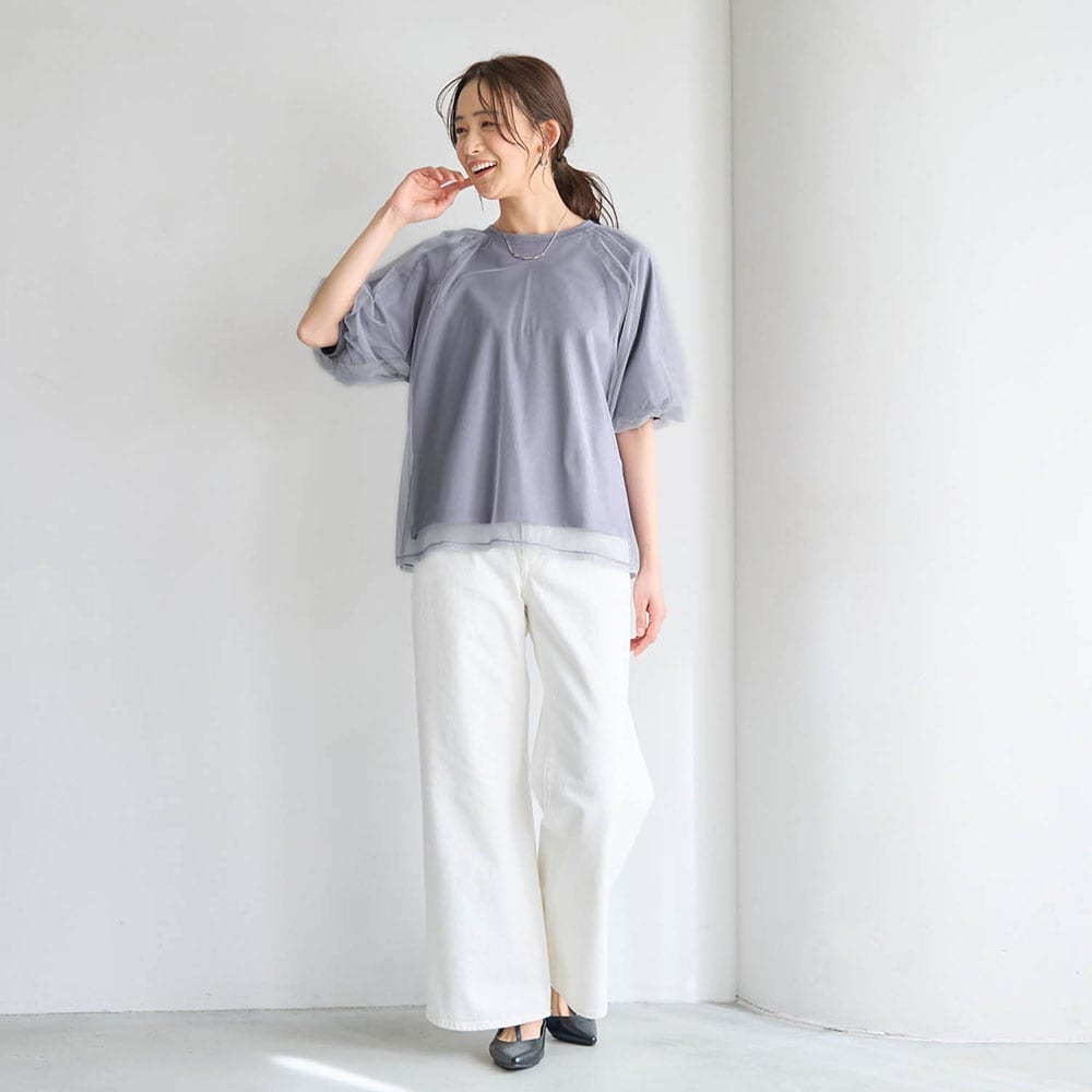 🆕【⭐訂購⭐】🌀 🇯🇵 日本直送 ❣️#親子裝❣️GITA 淡雅 薄紗疊層 泡泡袖 短袖Tee［2款選］ 🌀 [ELDA-0220][260524]