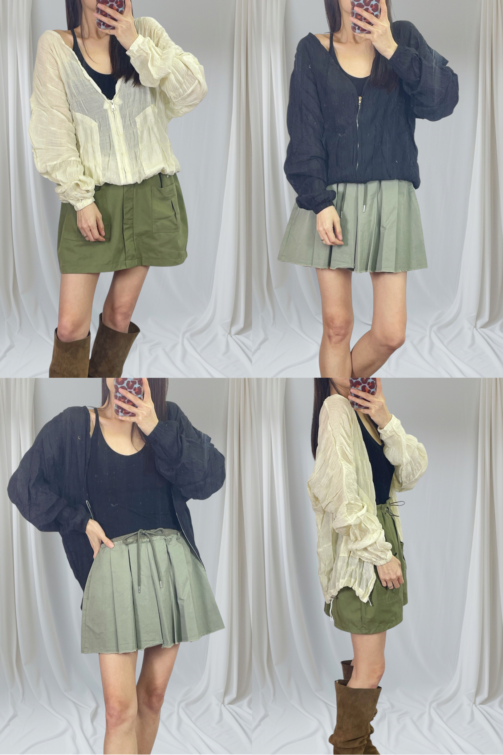 K5550 縐紋雪紡束腳外套