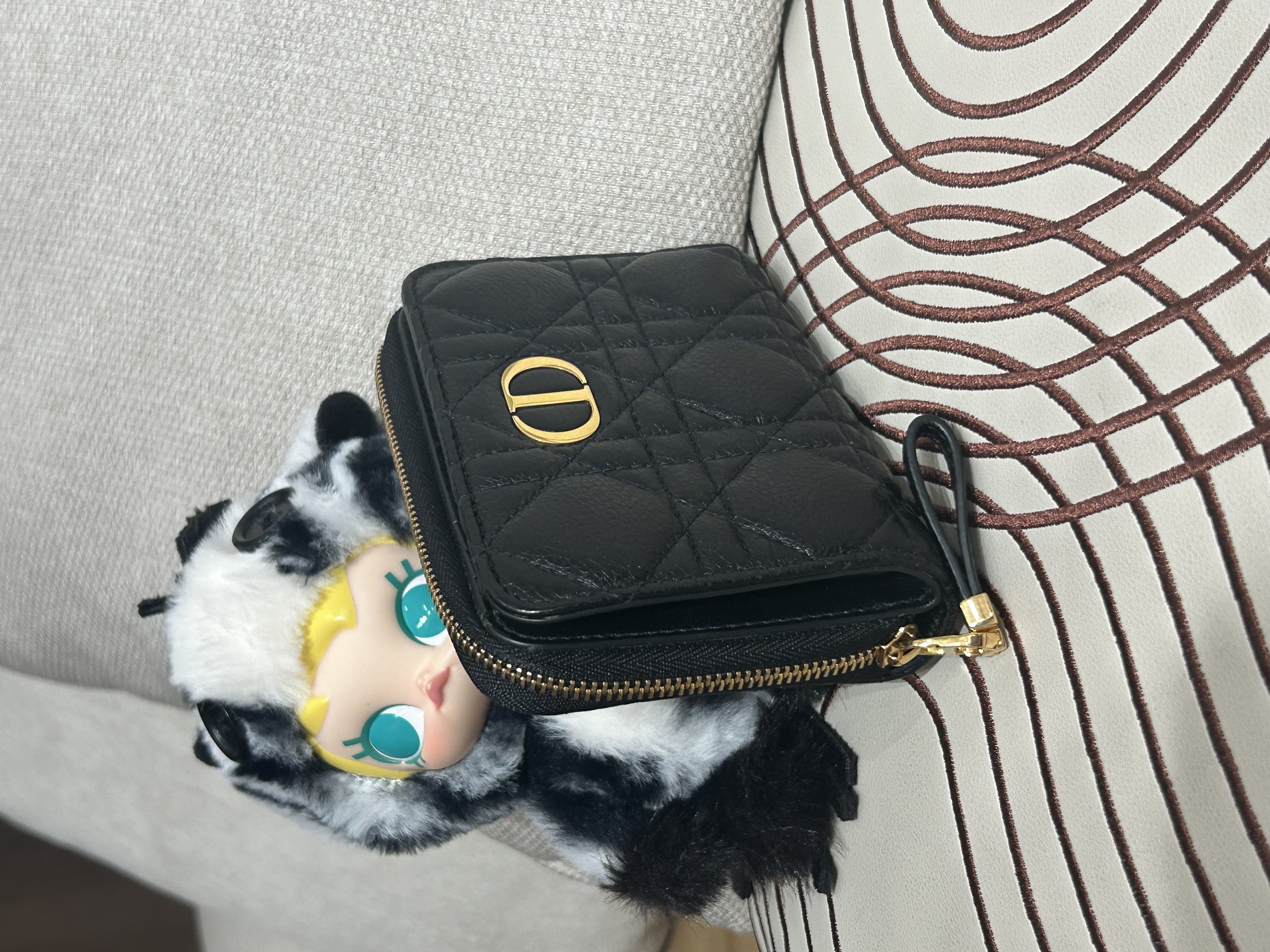 Dior caro Zip Wallet calfskin 100%Authentic,98%new 