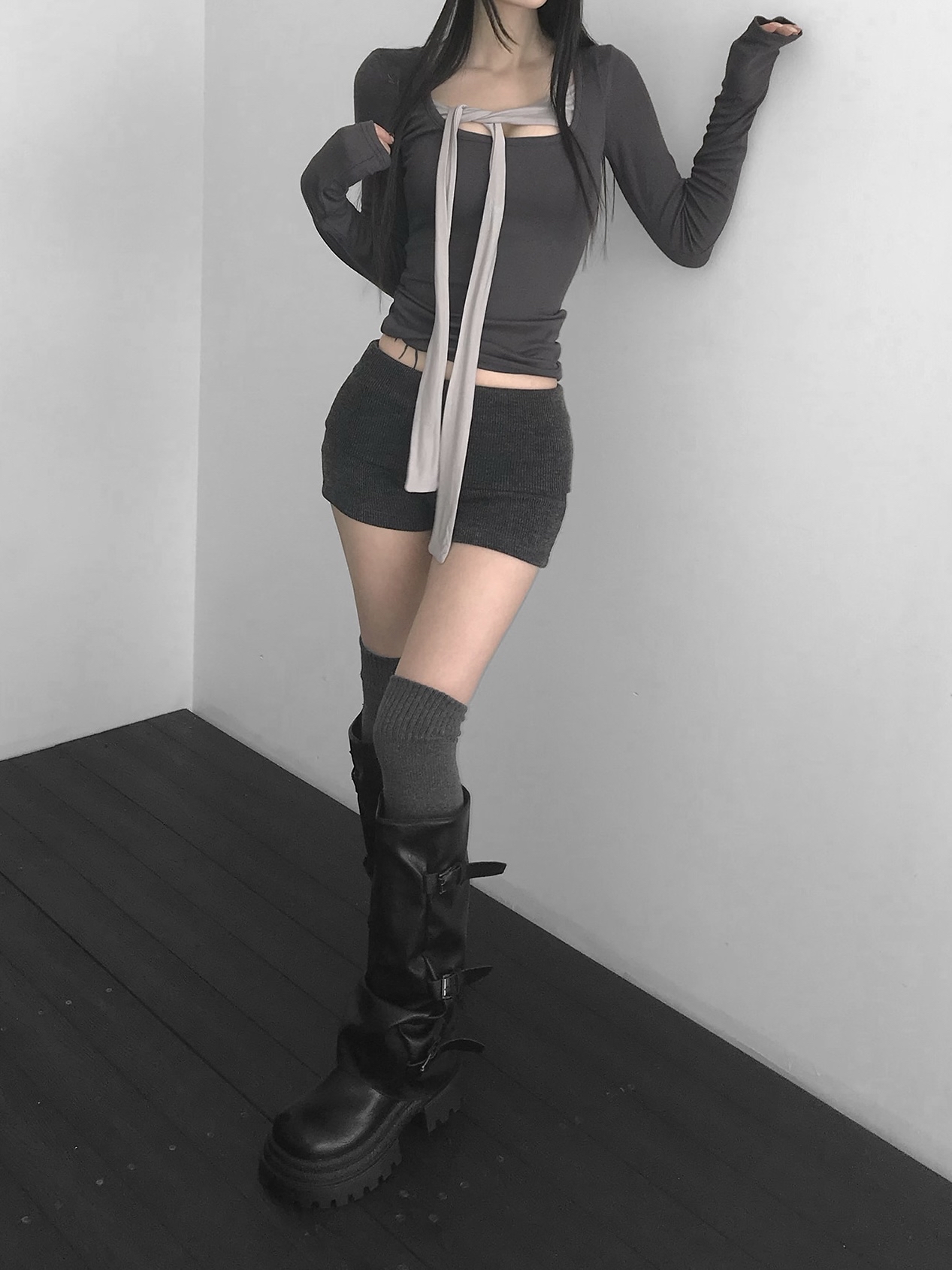 Knit Foldover Waist Mini Shorts