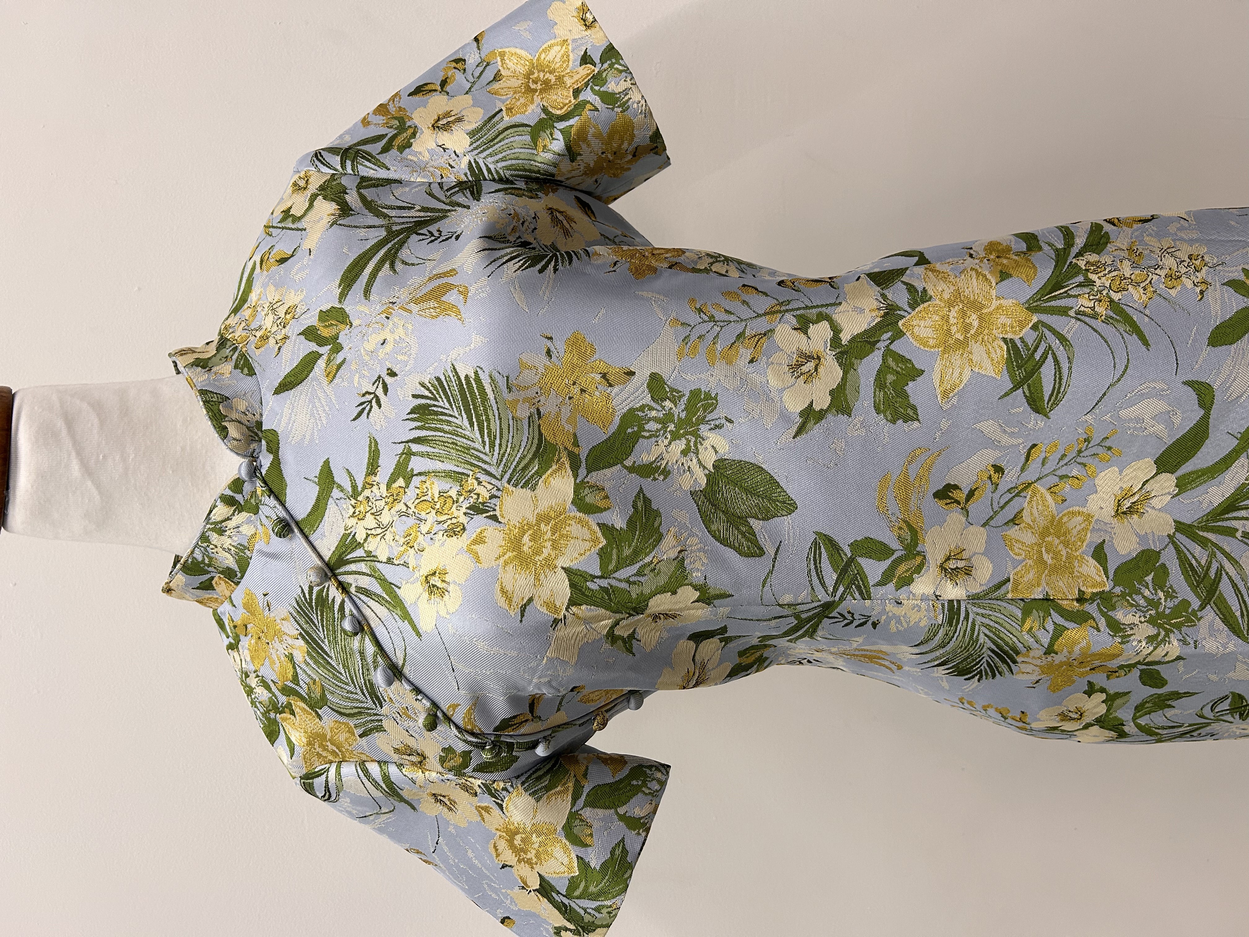 564.WB Midi Length Qipao with Sleeve -Yellow