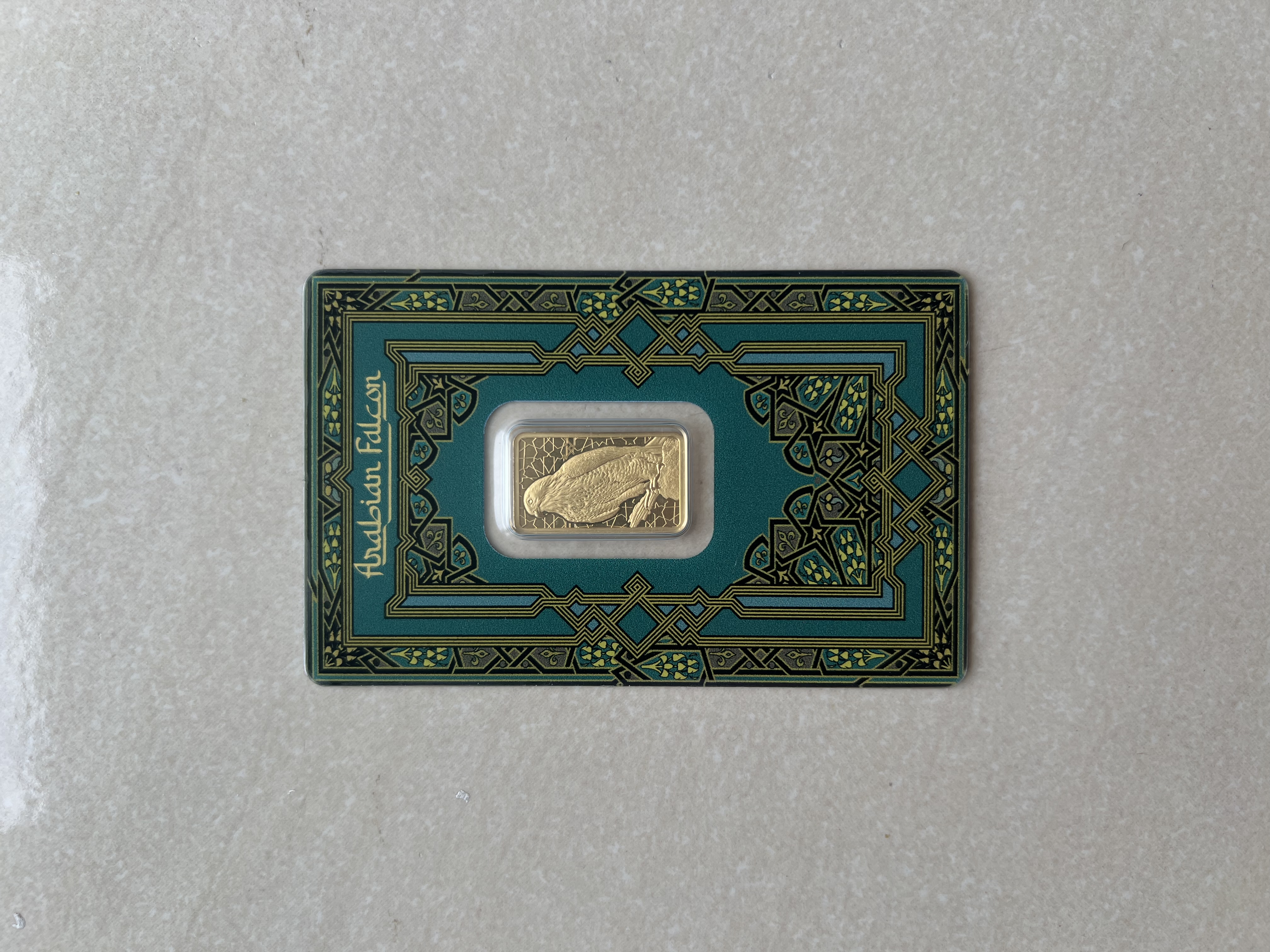 (Nice SN:4339)PAMP Arabian Falcon 5g🇨🇭Swiss Gold Bar Emas 999.9 +  stainless steel Frame 阿拉伯猎鹰