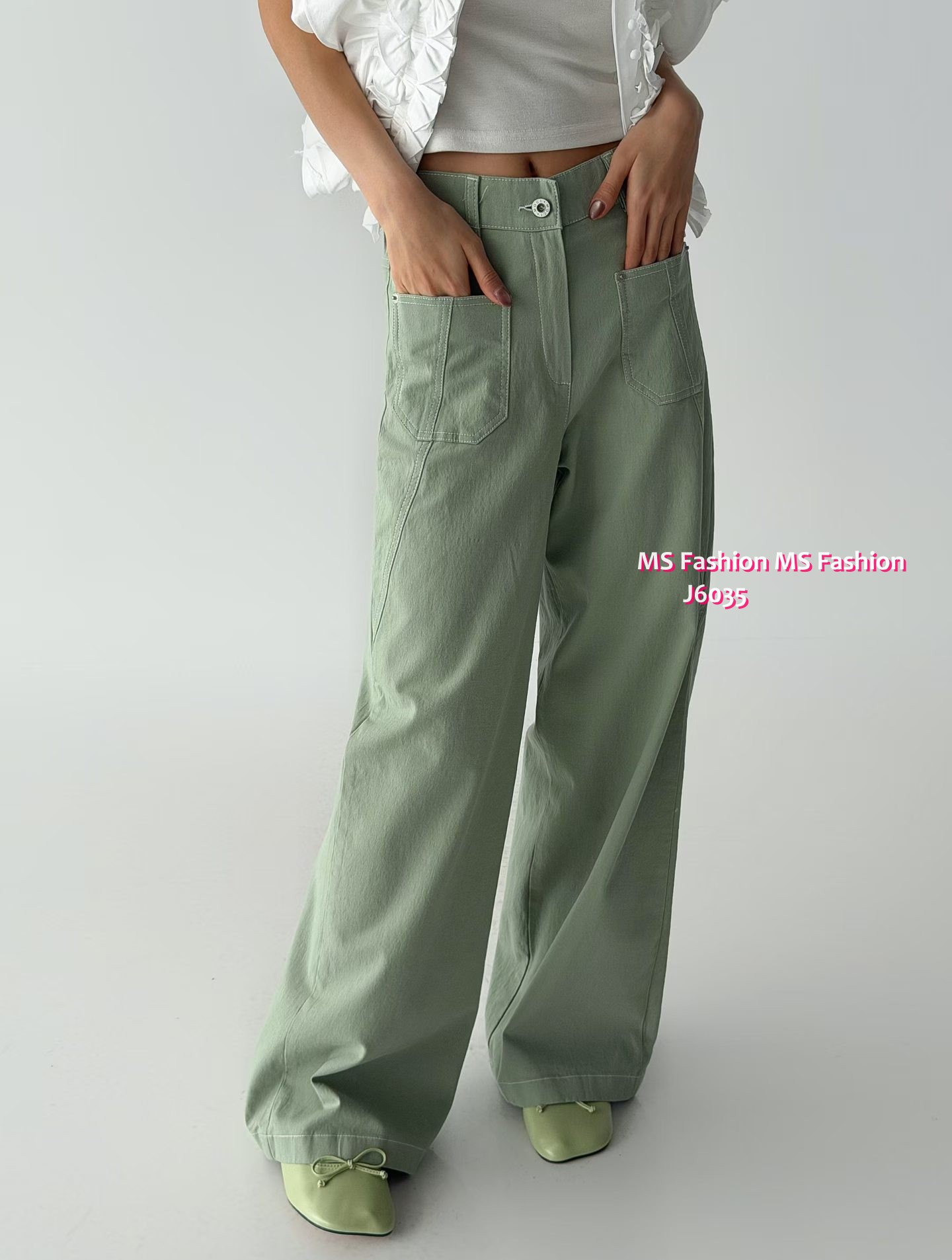 J6035 韓國🇰🇷靚色闊筒褲