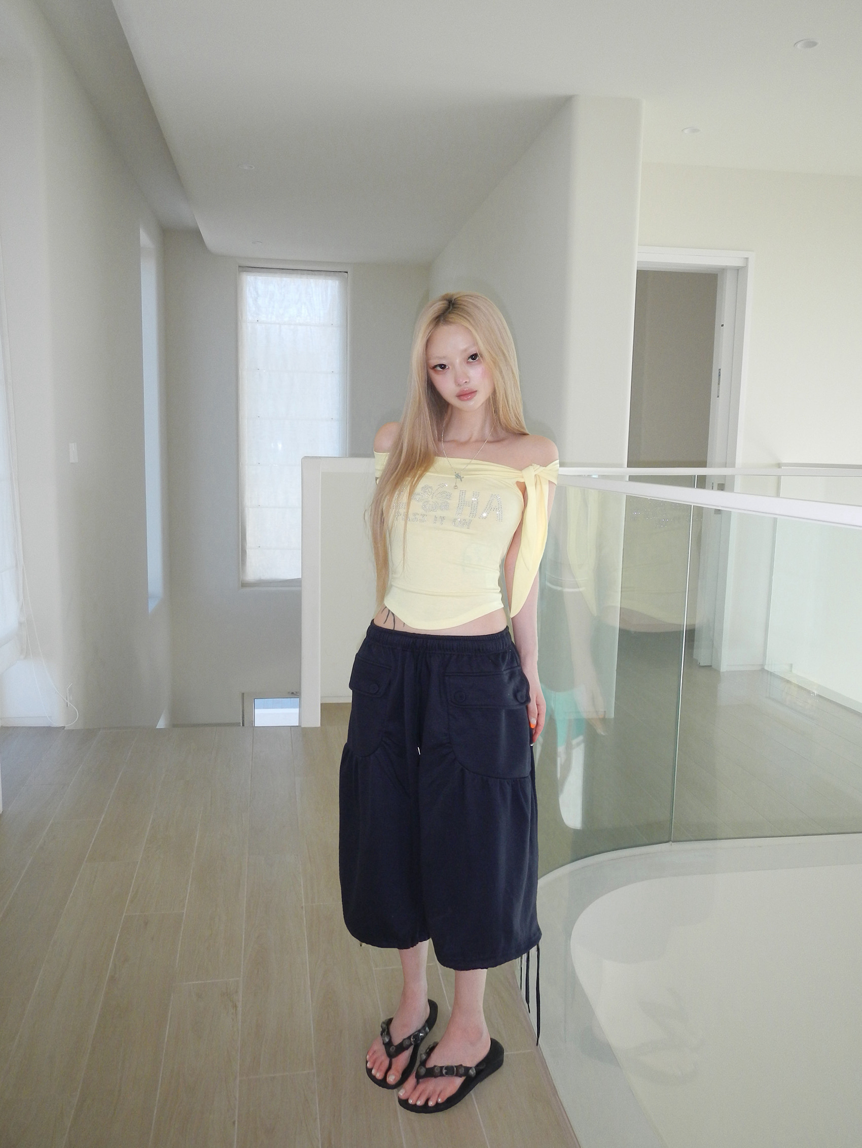 Rhinestone Off-Shoulder Top