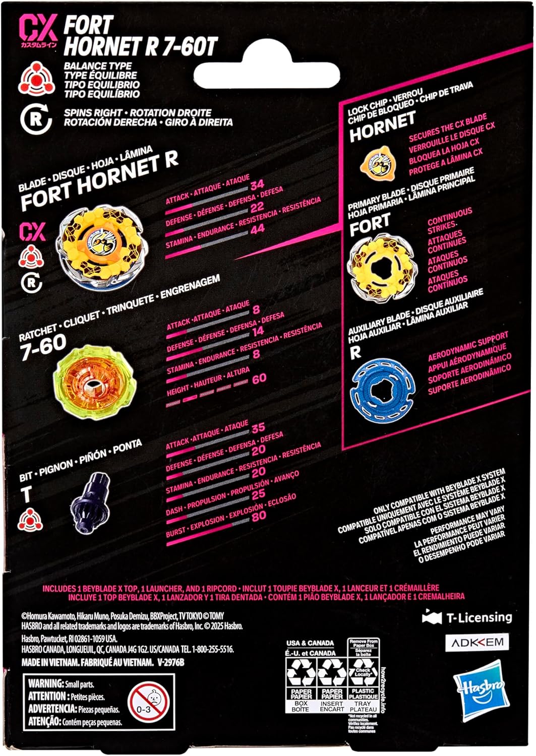 【鐵壁防禦/反彈神物】爆旋陀螺 X  黃蜂 Beyblade X Fort Hornet R 7-60T CX Starter Pack Set 