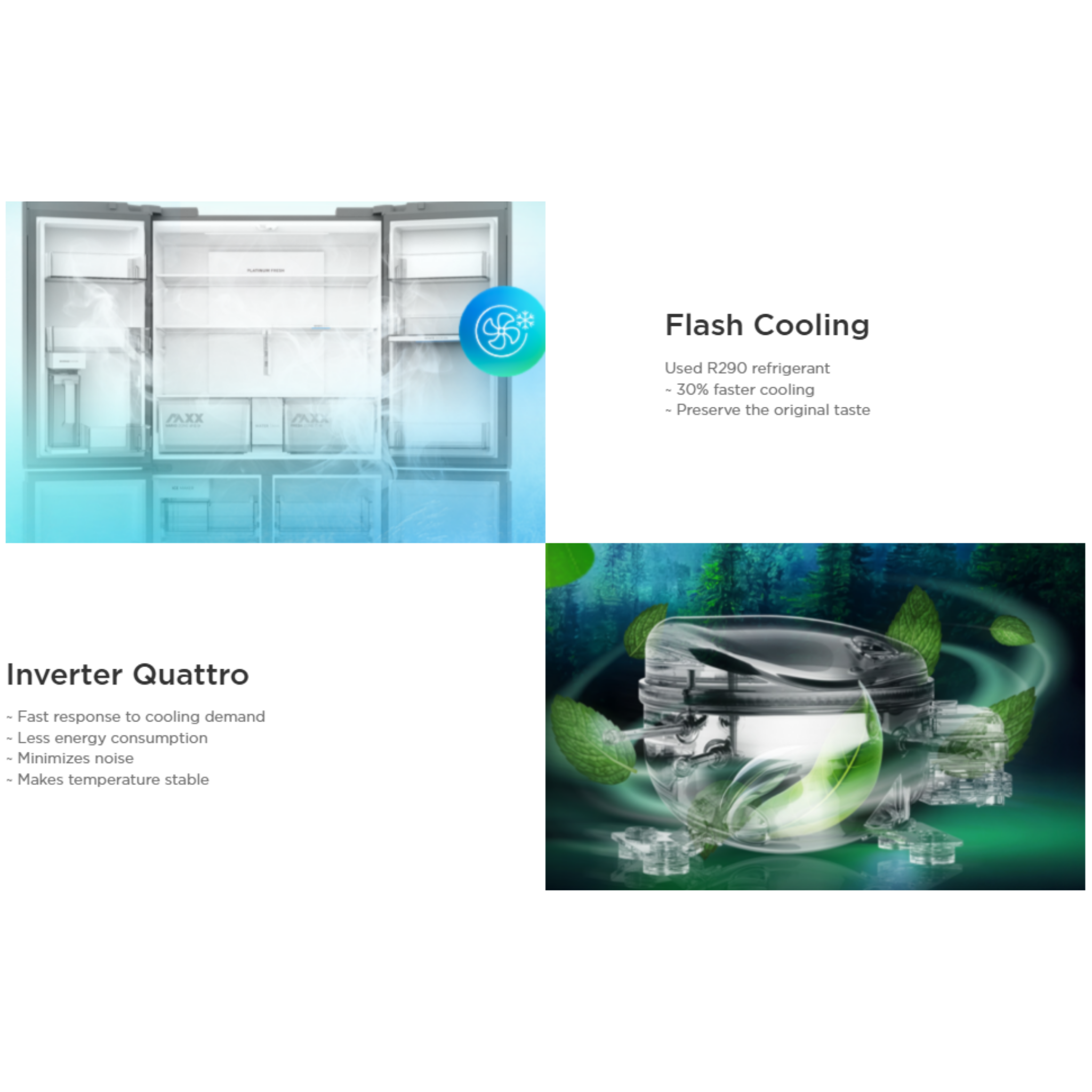 Midea 850L Inverter Quatrro  Multi Door Refrigerator MDRF923FIE45MY