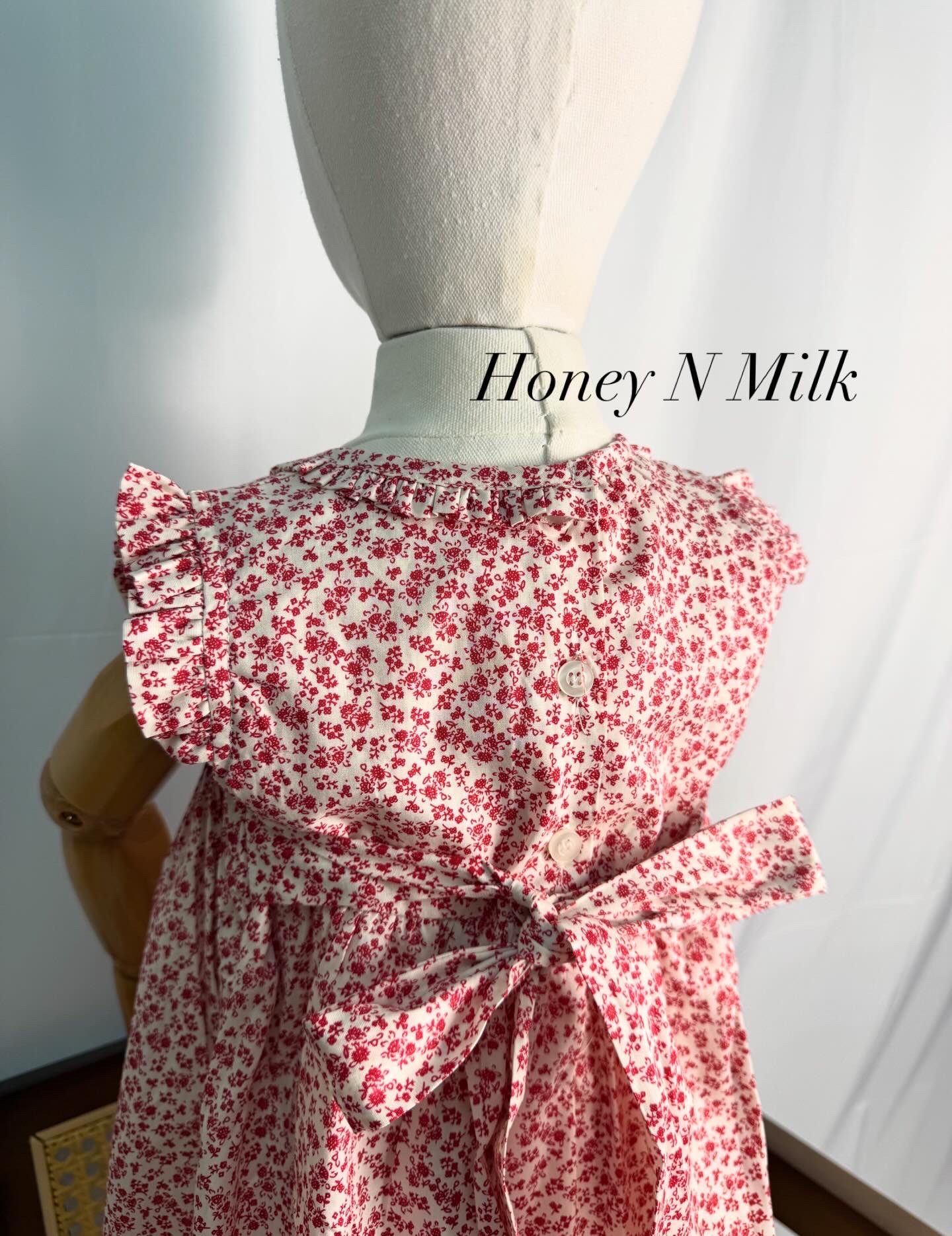 Red TinyRoses Embroidery Dress