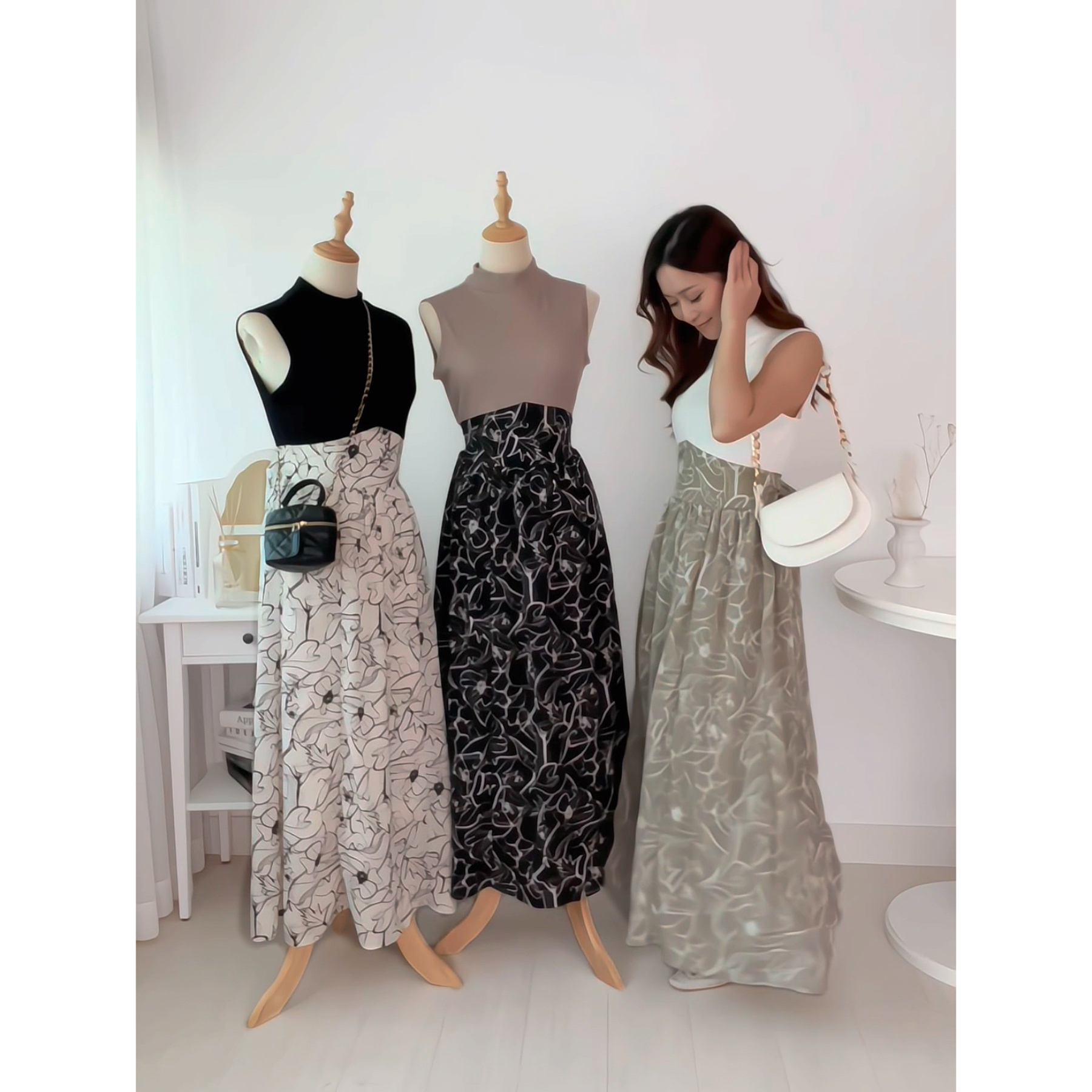 懶人必購👒假兩件花卉拼色洋裝裙(JP)362411