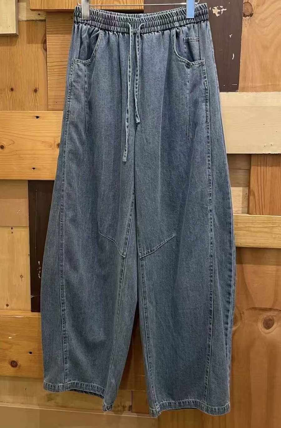 橡筋腰3D cut 薄闊牛