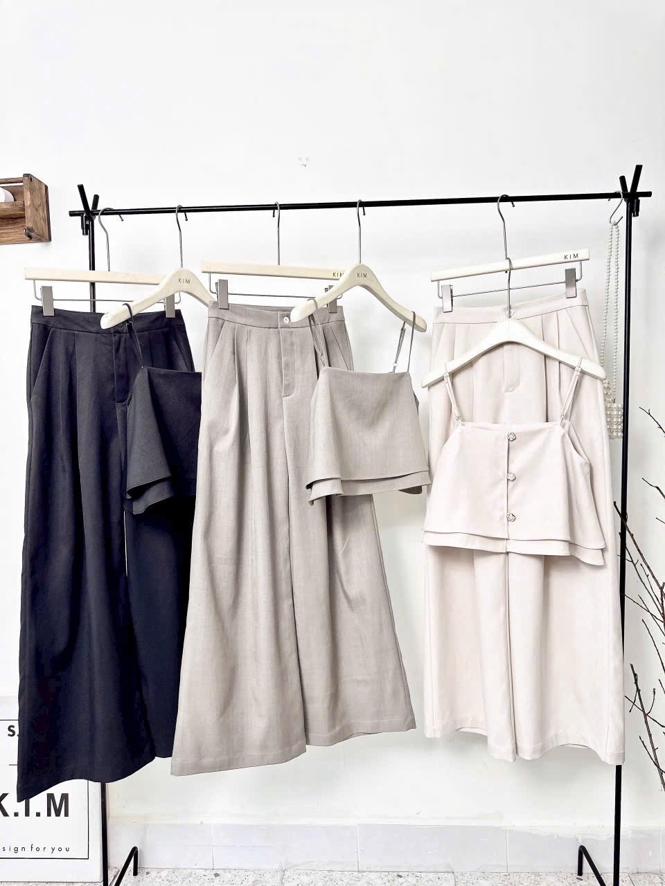 米色套裝 背心+长裤