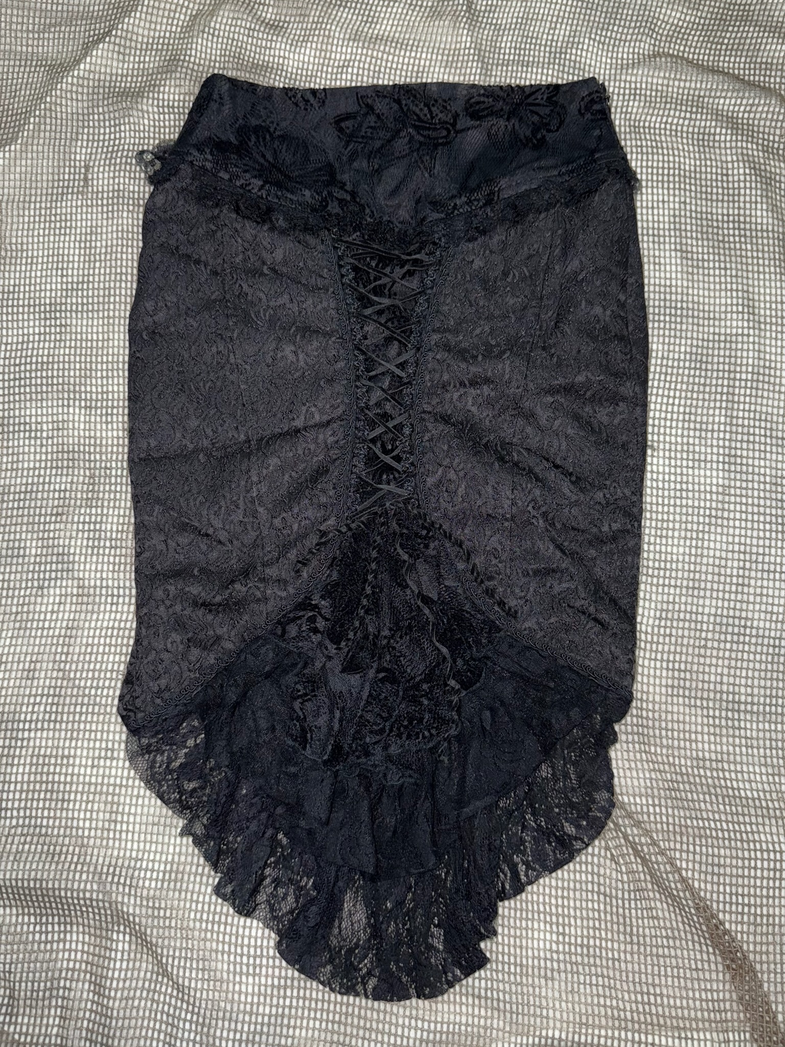 Punk Rock Lace Overlay Lace-Up Skirt/Top