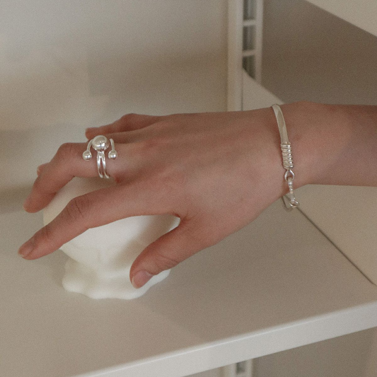 [OudStudio] Layered Ball Open Ring (3種)