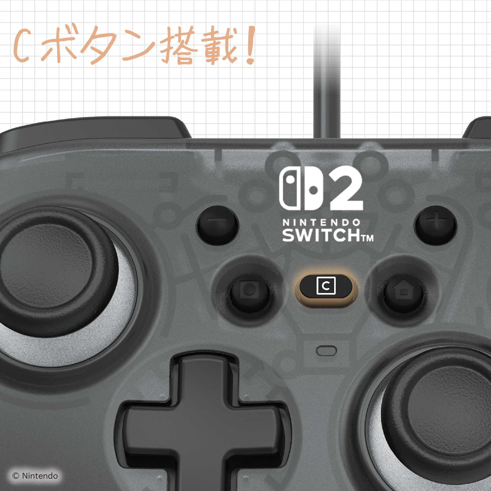 HORI NS2 有線控制器 mini 黑色 (NSX-222)        HORI NS2  Pad Tubro mini Smoke Black (NSX-222)