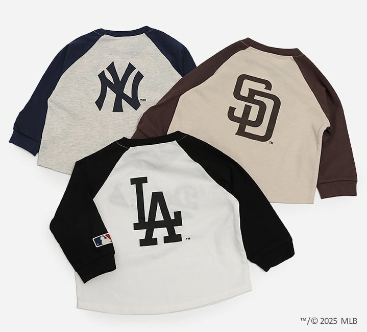 🇯🇵預訂 日本直送🇯🇵MLB三色刺繡印花插肩袖長袖T恤