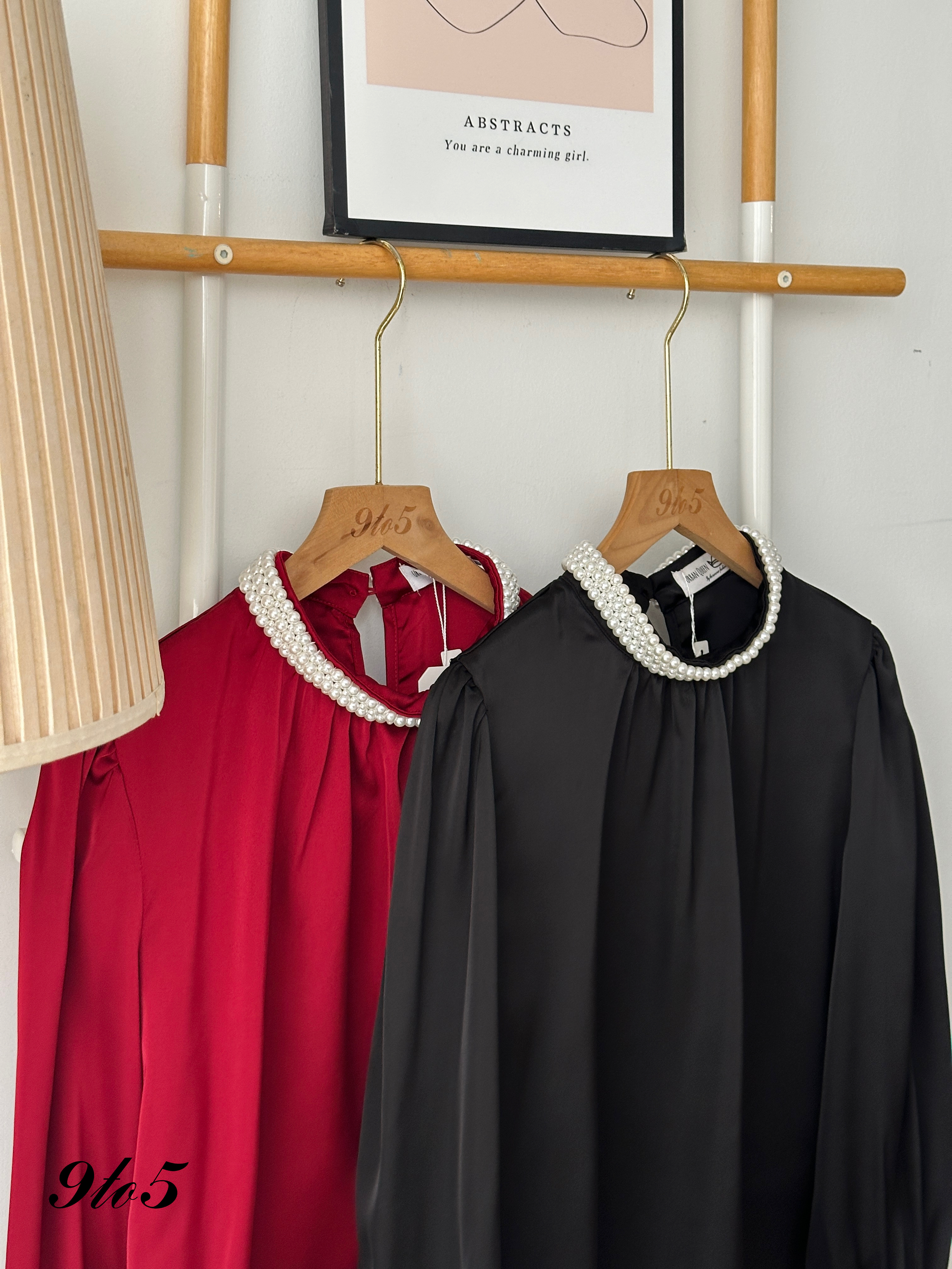 T3965 Pearl Collar Top - 3 Colors