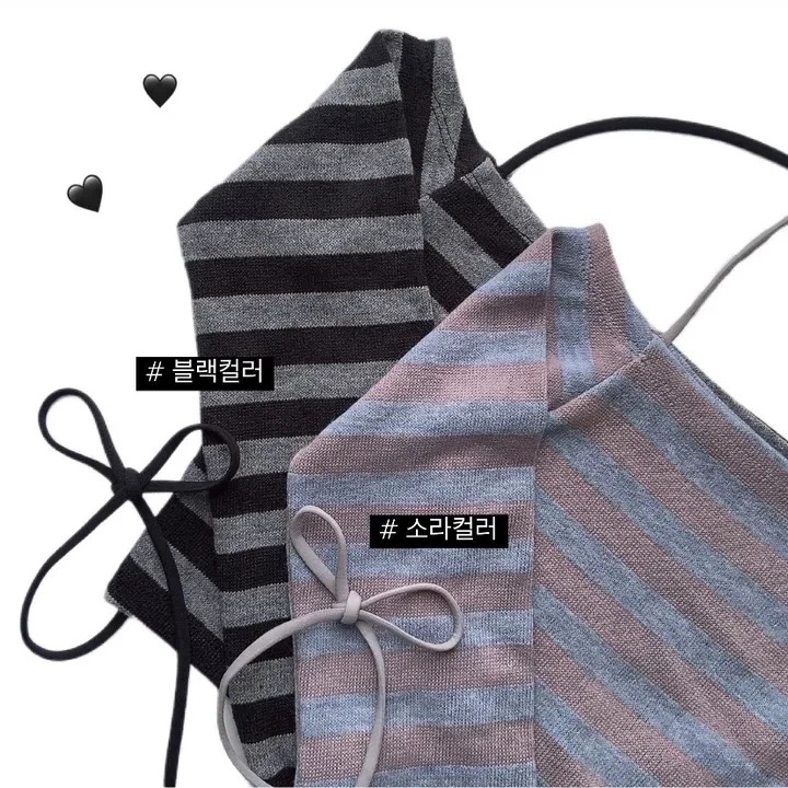 已售罄❌韓國性感間條一字膊綁帶短Top