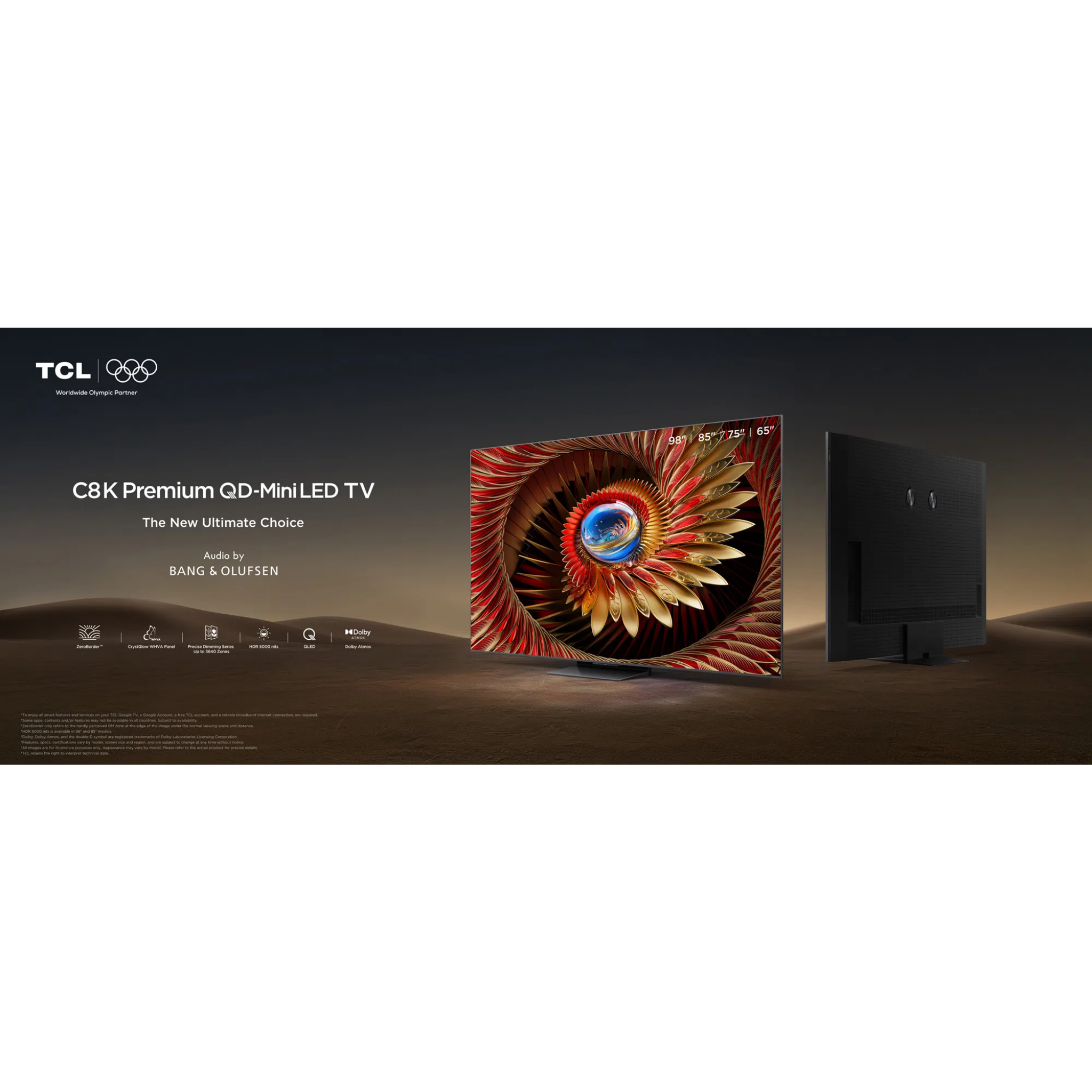 TCL 85" C8K Series 4th Gen QD-Mini LED 4K Google TV (85C8K)