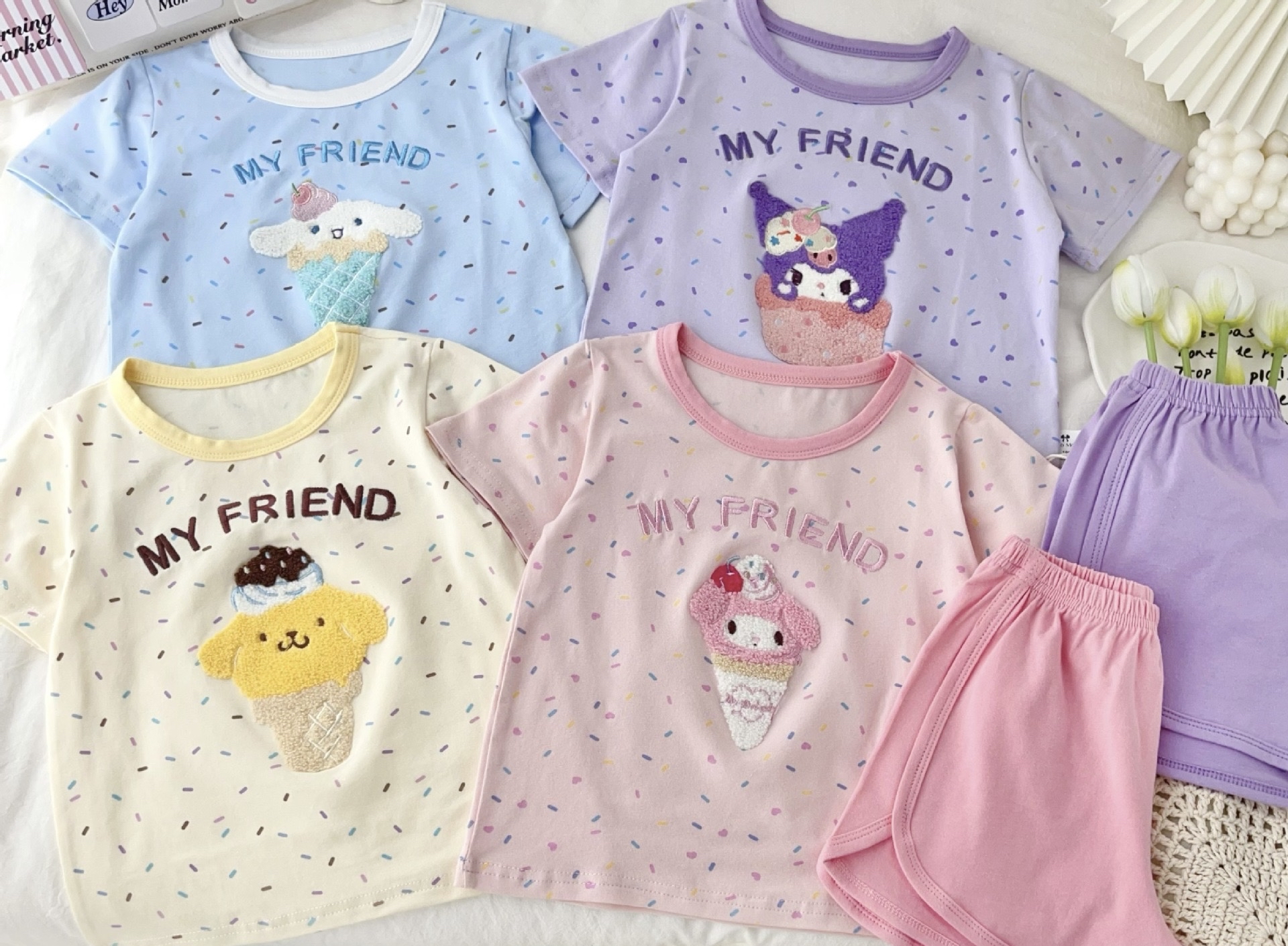 夏日新款刺繡卡通家居服