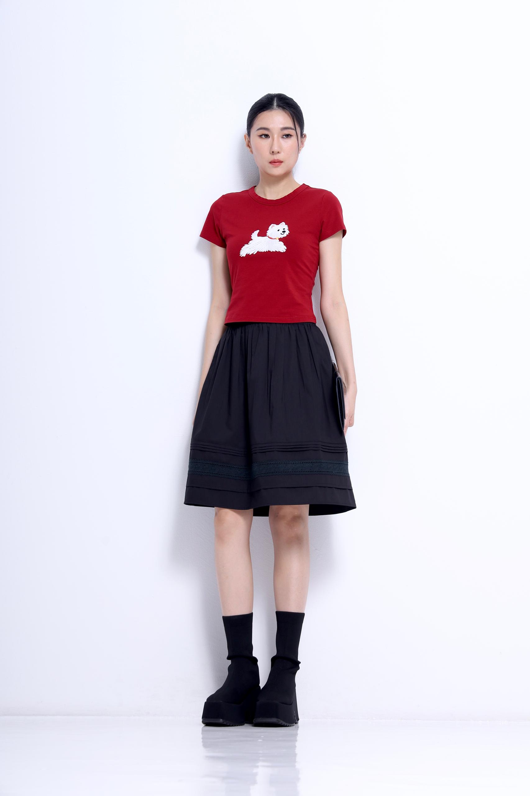 CB2782 EMBD DOGGY TEE TOP