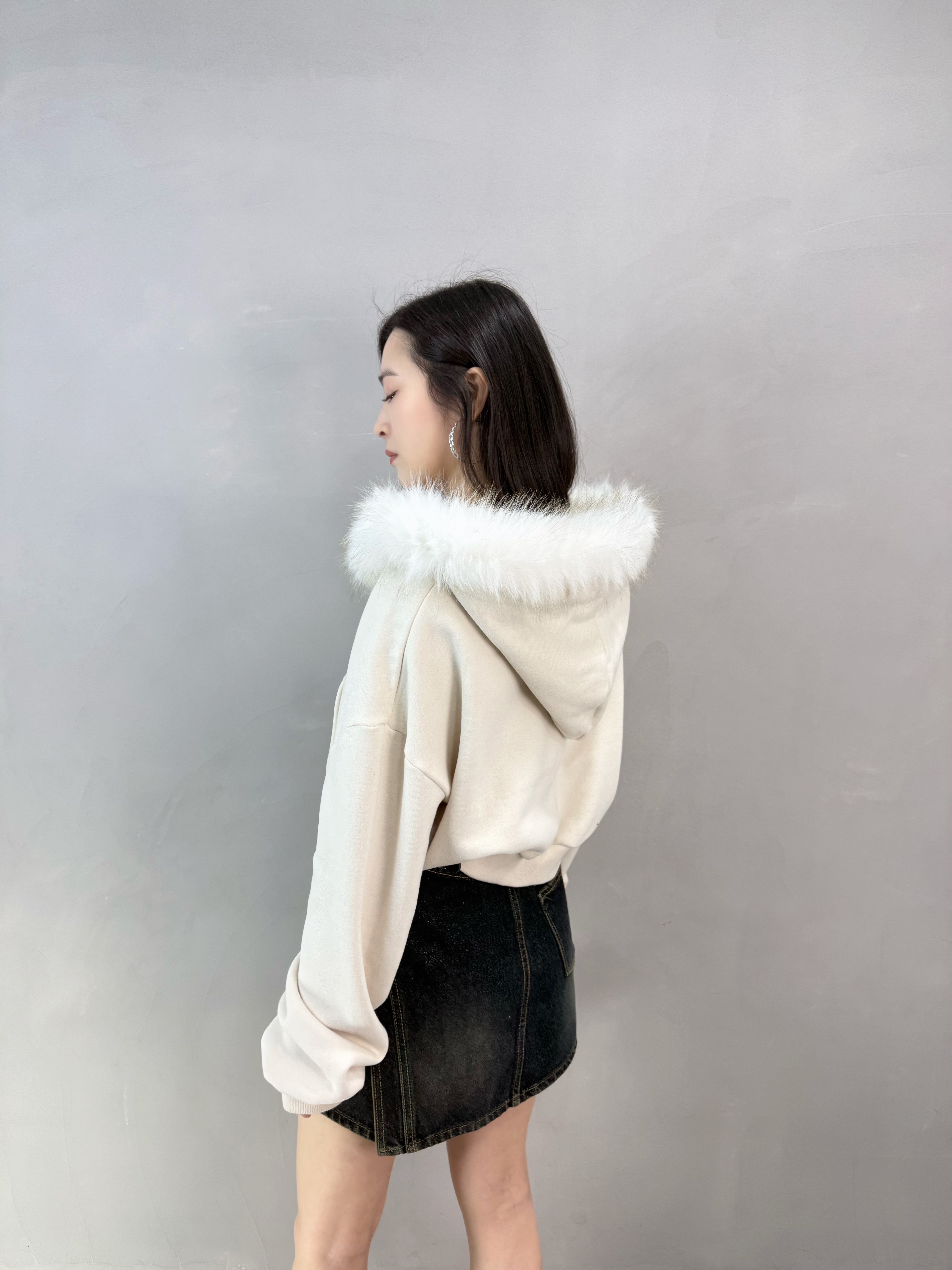 E61 側袋洗水牛仔裙褲