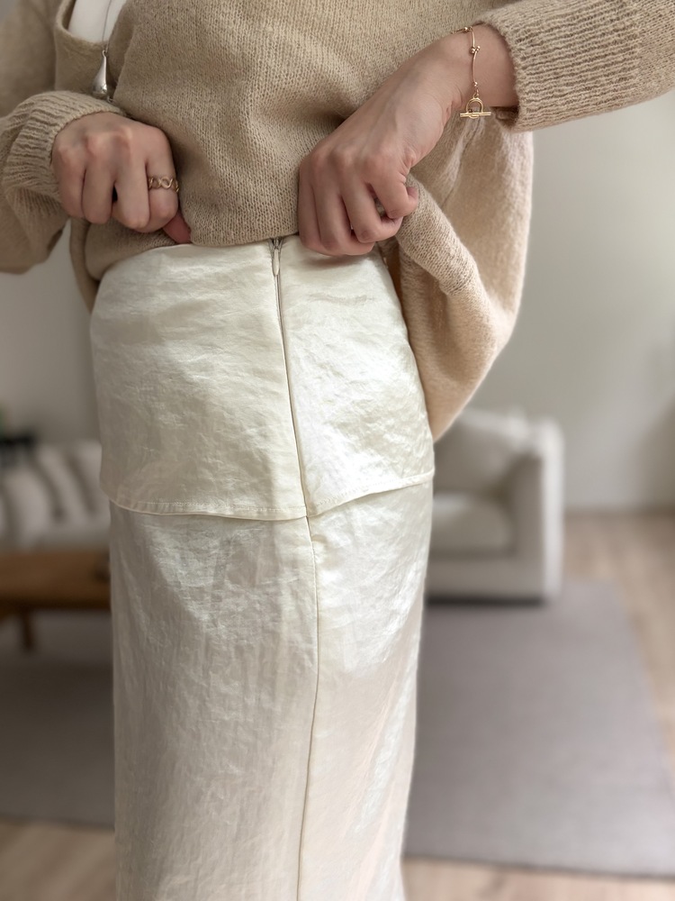 Layering Satin Skirt (Cream)