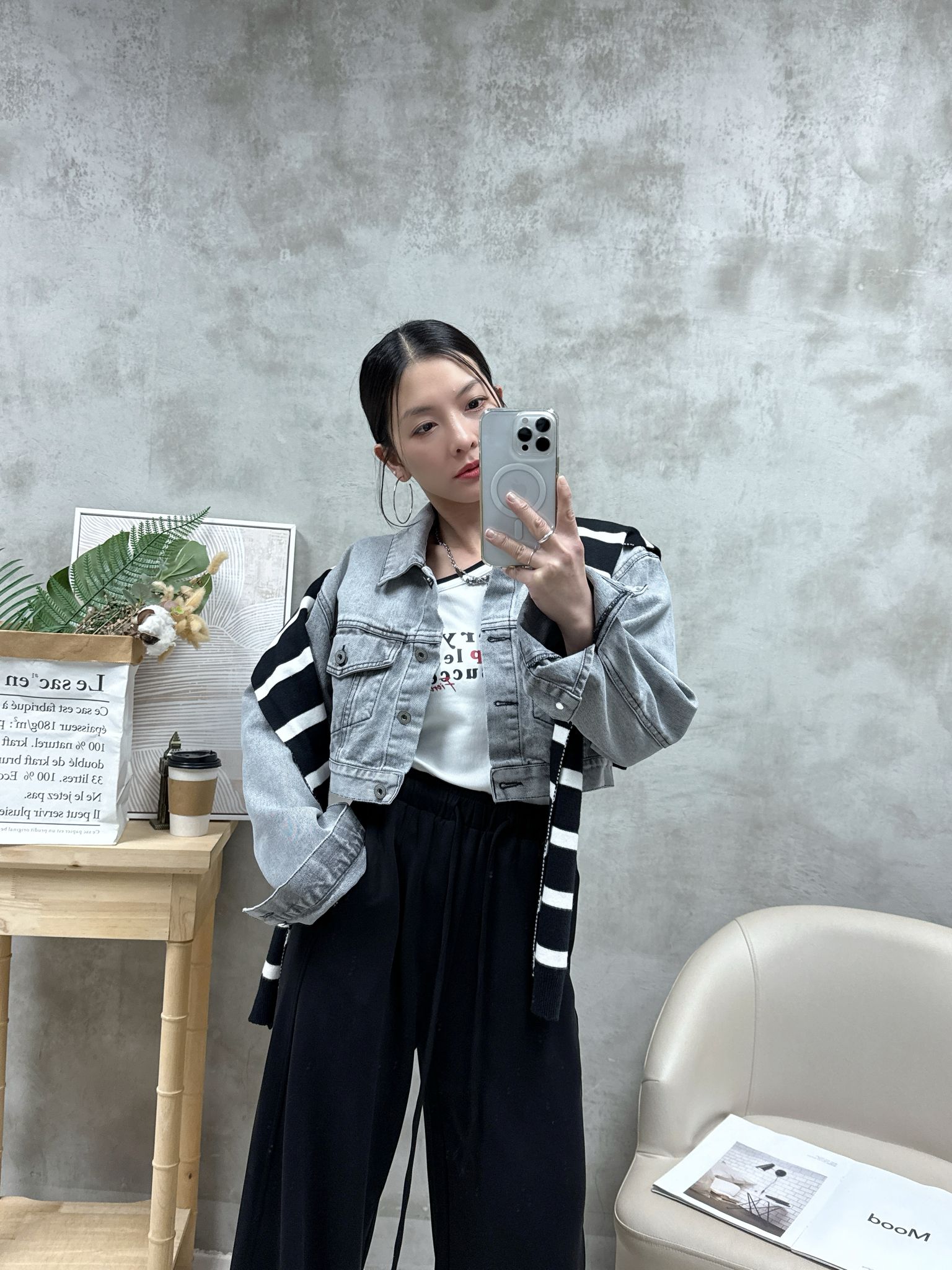 B01 後扣漸變色洗水牛仔外套