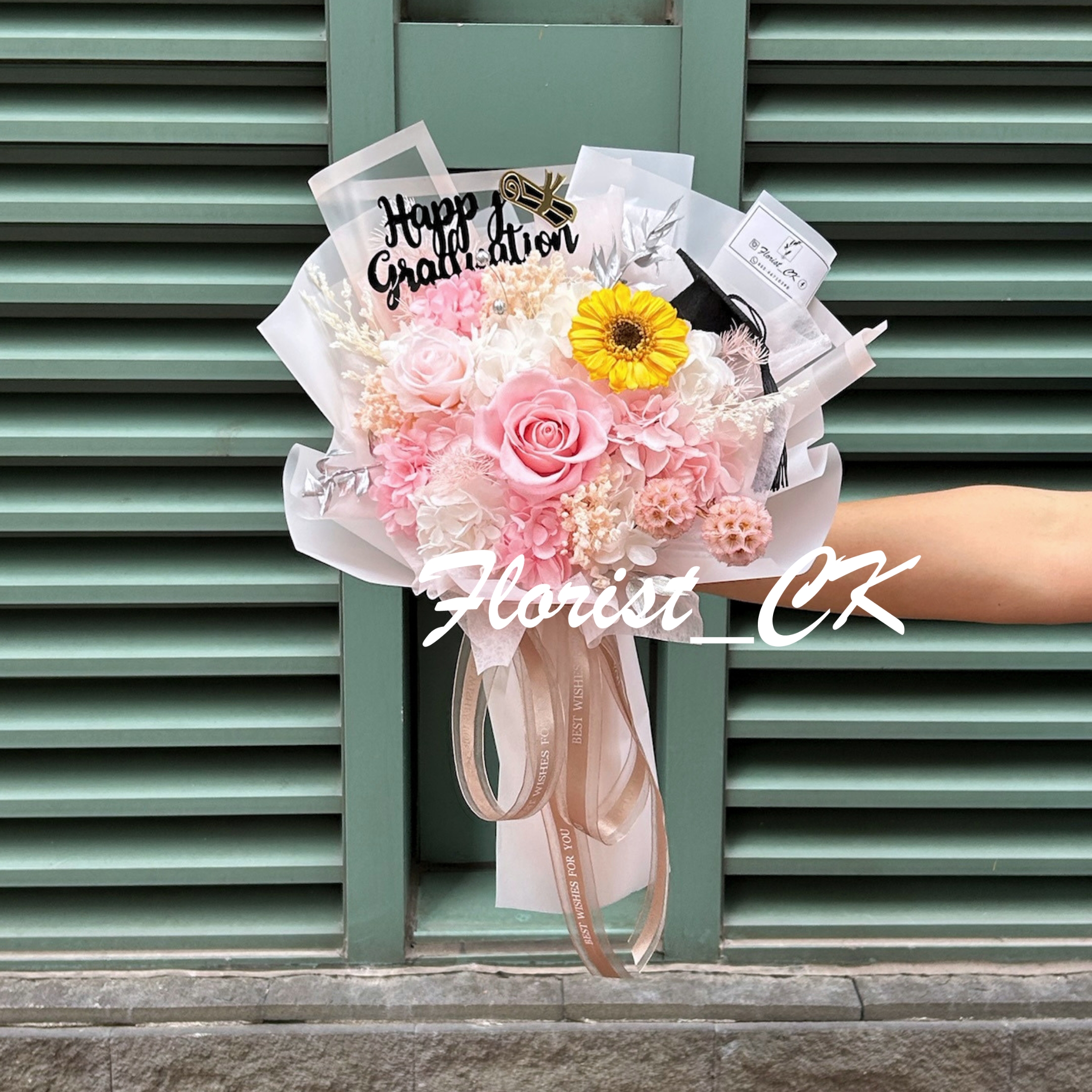 【2026 畢業推介】Eminence Bloom｜畢業之選｜永生玫瑰太陽花花束 (預訂款)