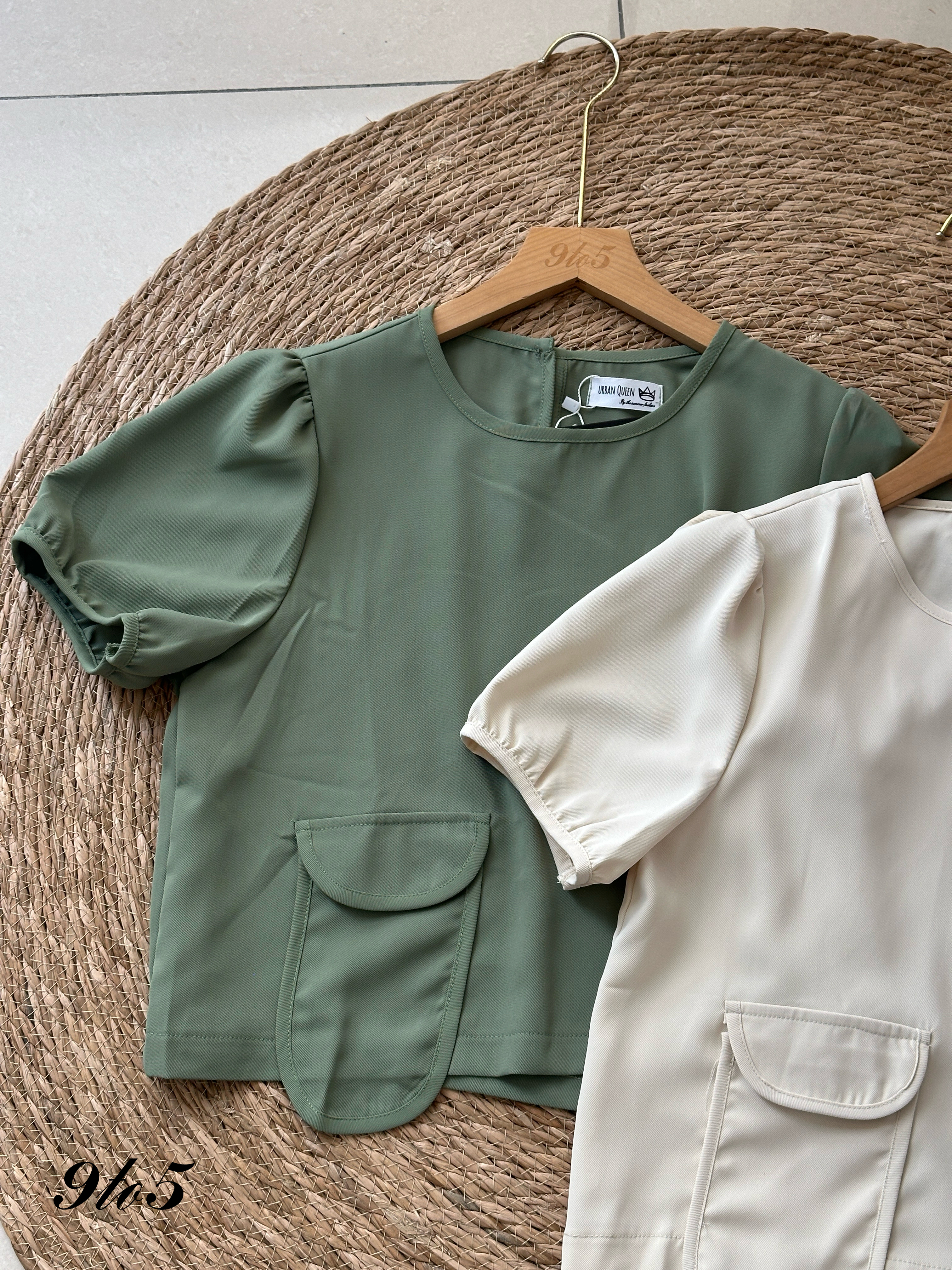 T3980 Puff Sleeve Round Neck Top - 3 Colors