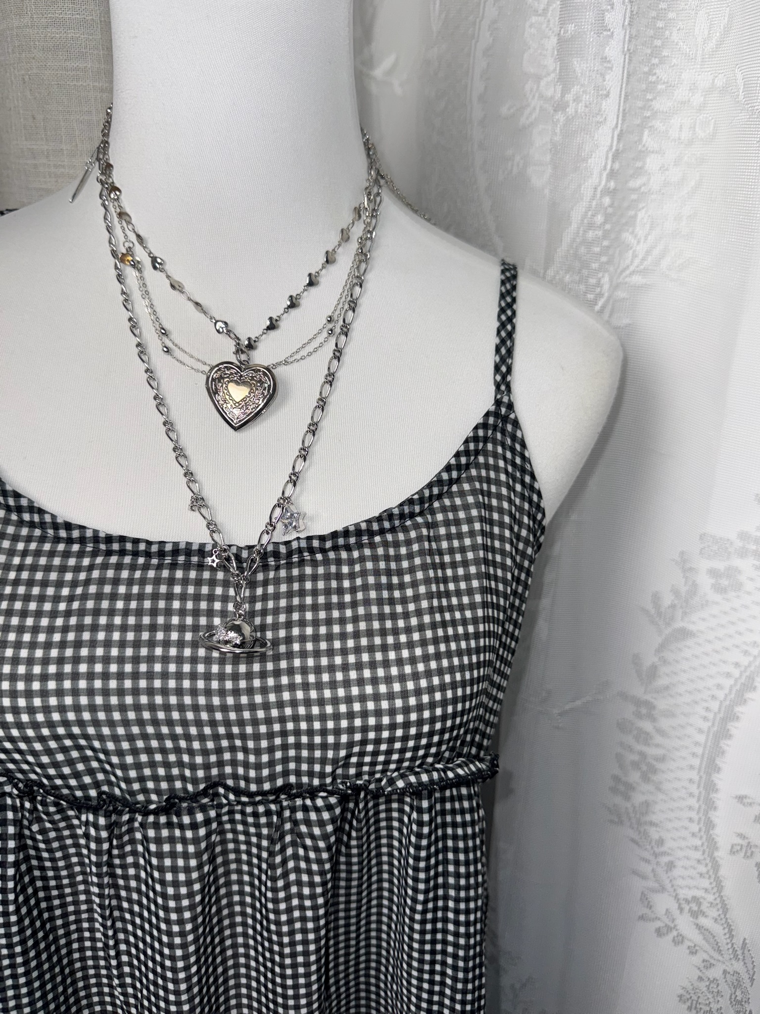 Gingham Tiered Ruffle Babydoll Dress