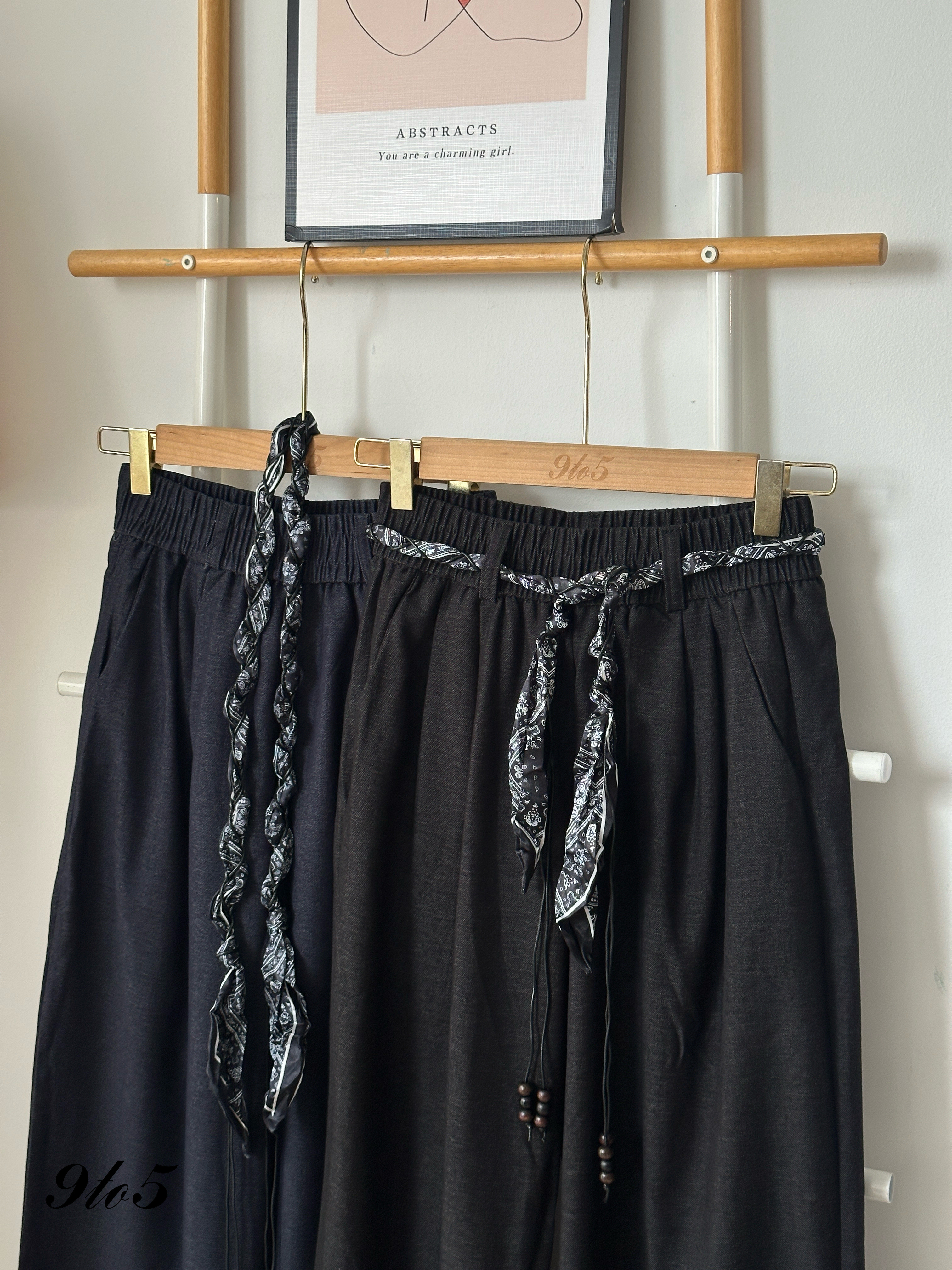 S1812 Long Straight Pants - Black & Blue