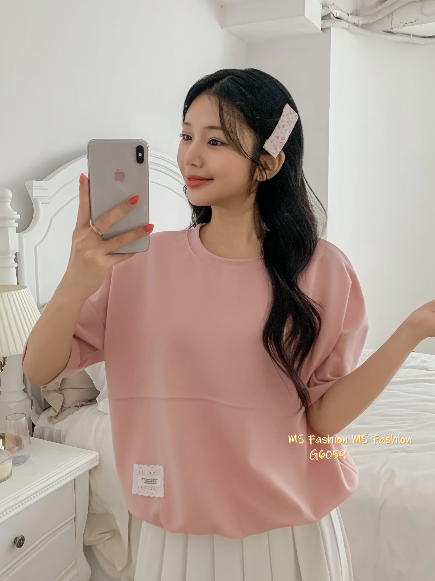 G6059 韓國🇰🇷淨色通花章仔top