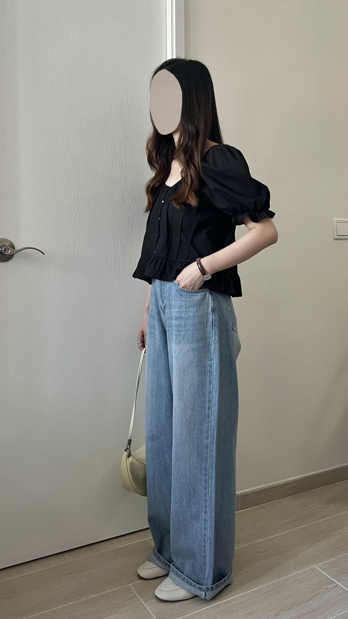 公主膊花邊短袖blouse